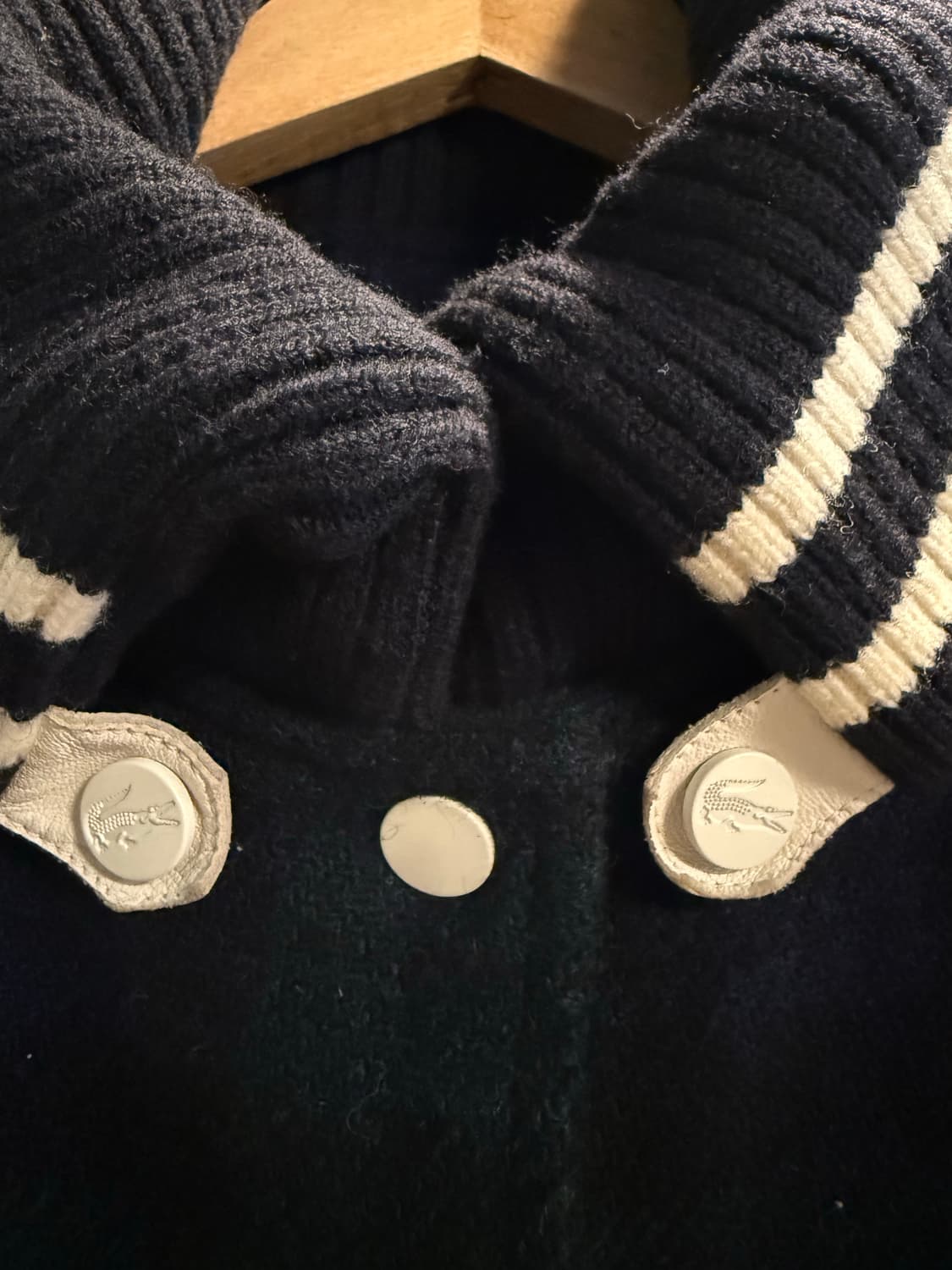 38 라코스테 LACOSTE 울 레더 바시티 스타디움 자켓 네이비 베이지 상품이미지7