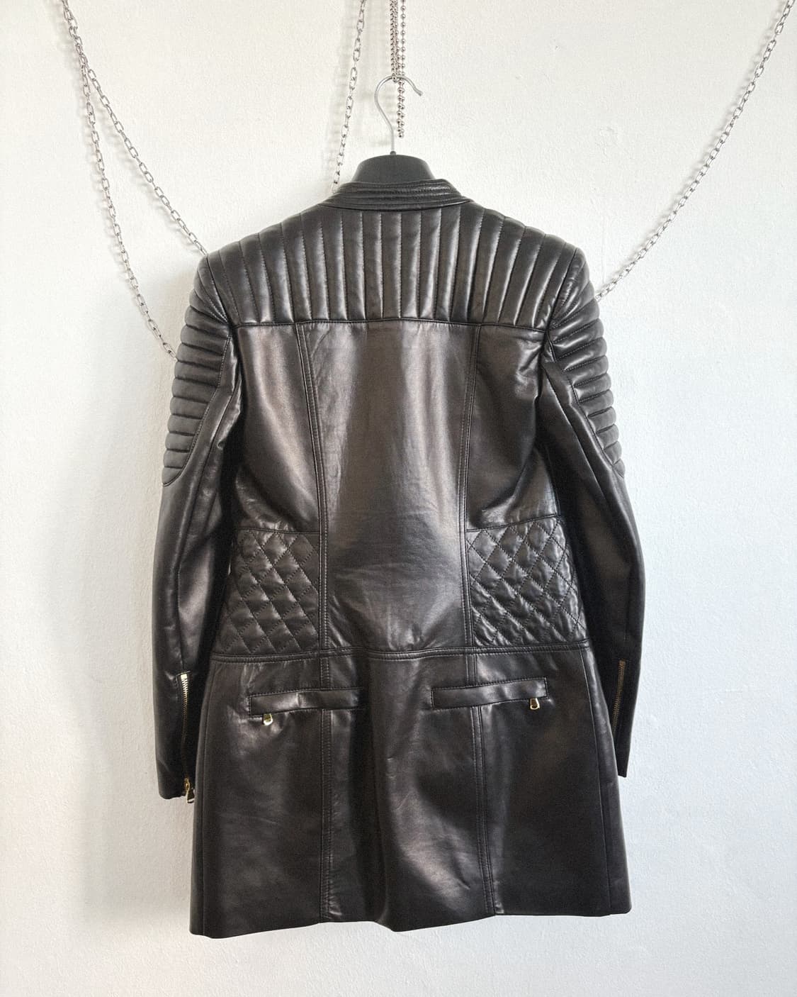 발망 라이더자켓 모티브 레더 미니 원피스 상품이미지6