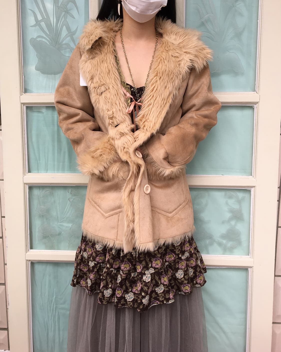 Fake fur hood caot 상품이미지5