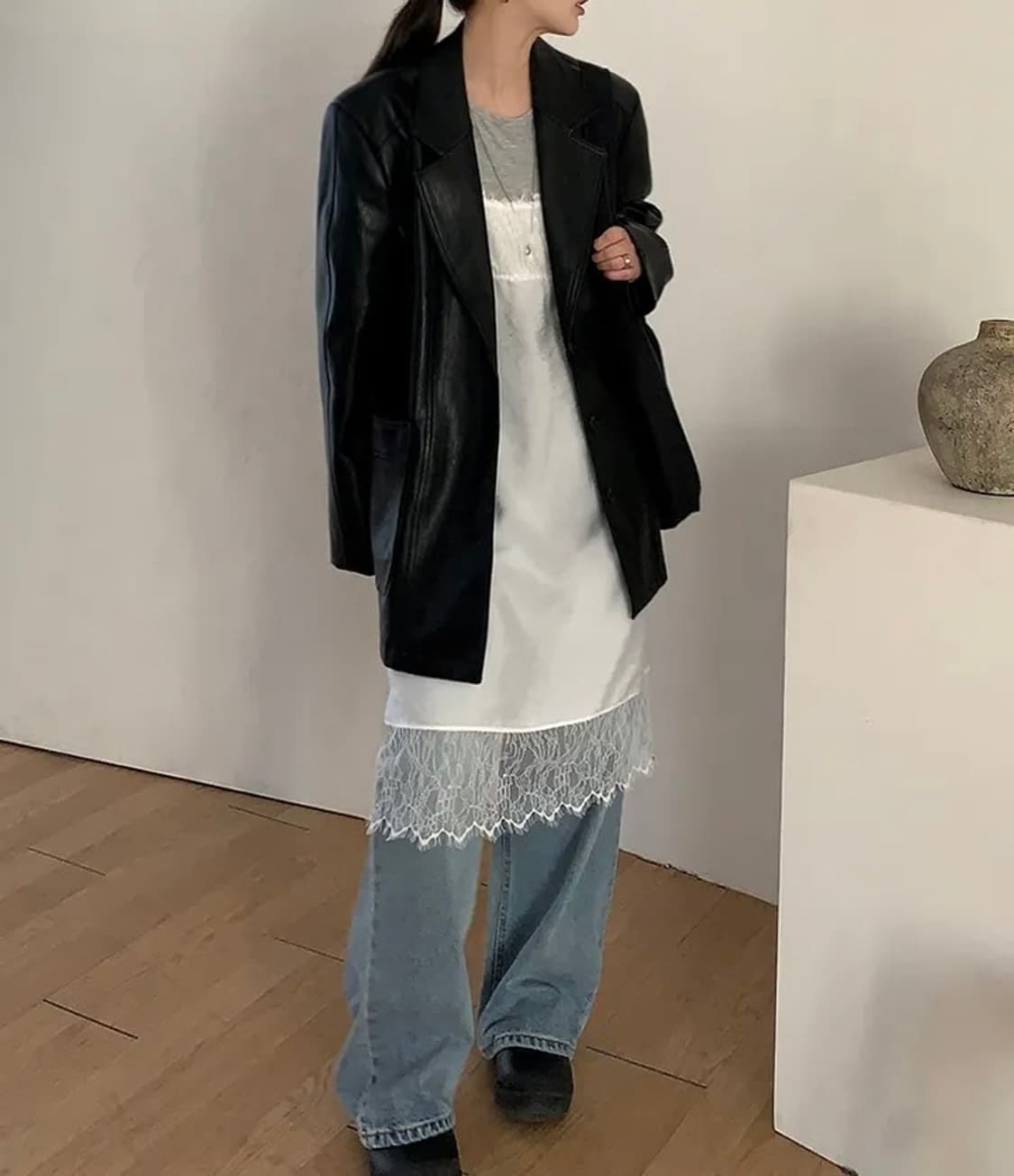 오버핏 레더자켓 상품이미지6