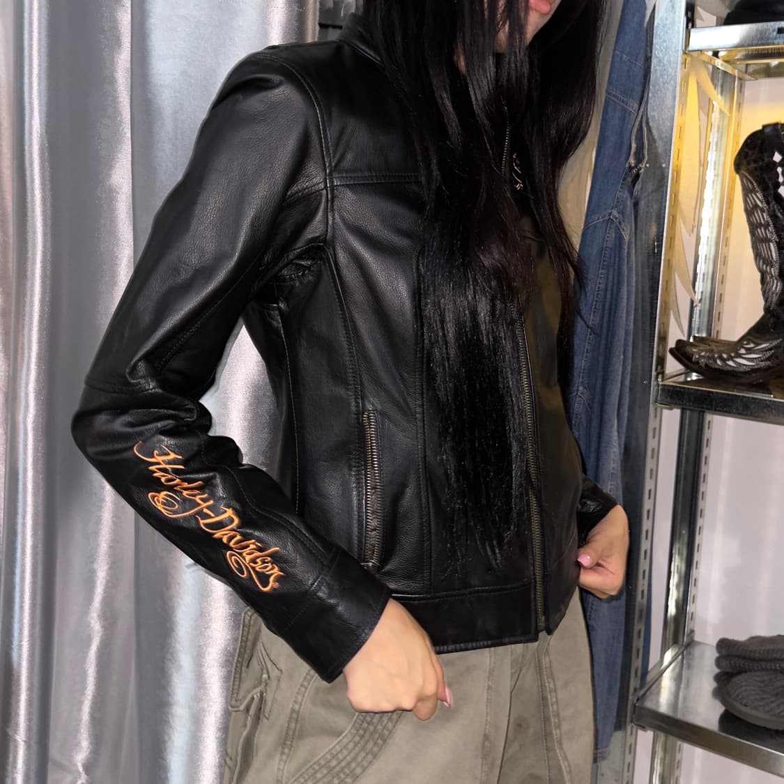 2009 y2k 빈티지 할리데이비슨 로고 가죽자켓 상품이미지10