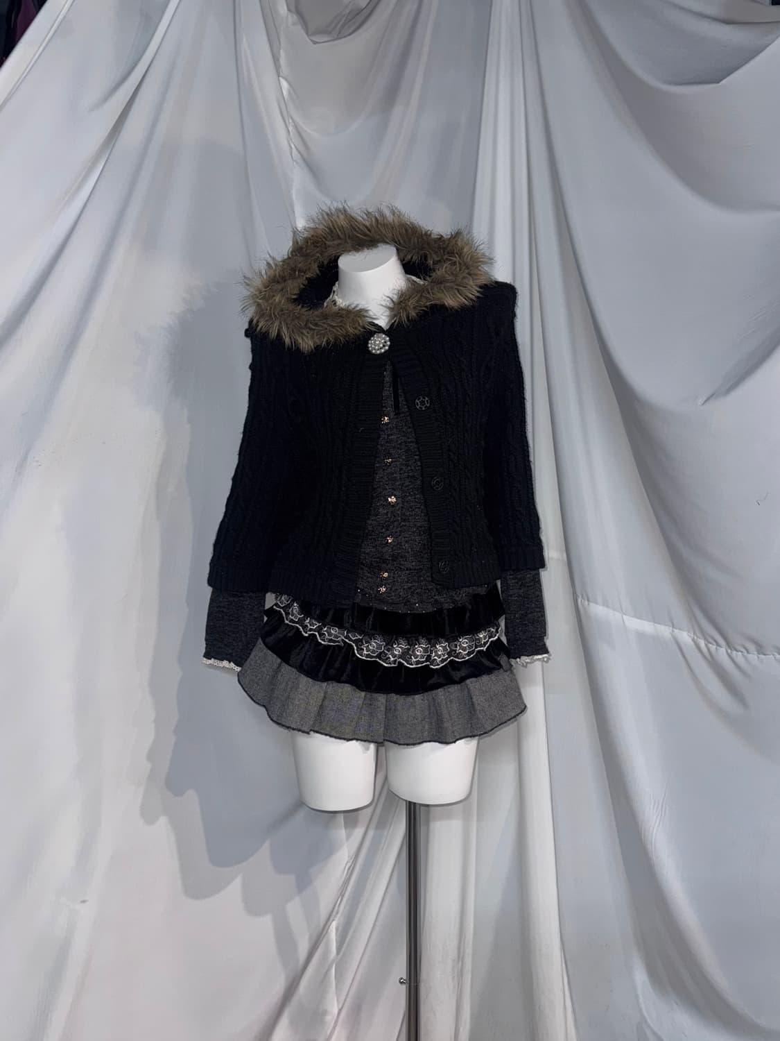 사와코깔 무채색 폭닥폭닥 니혼진 케이프 코디세트 상품이미지5