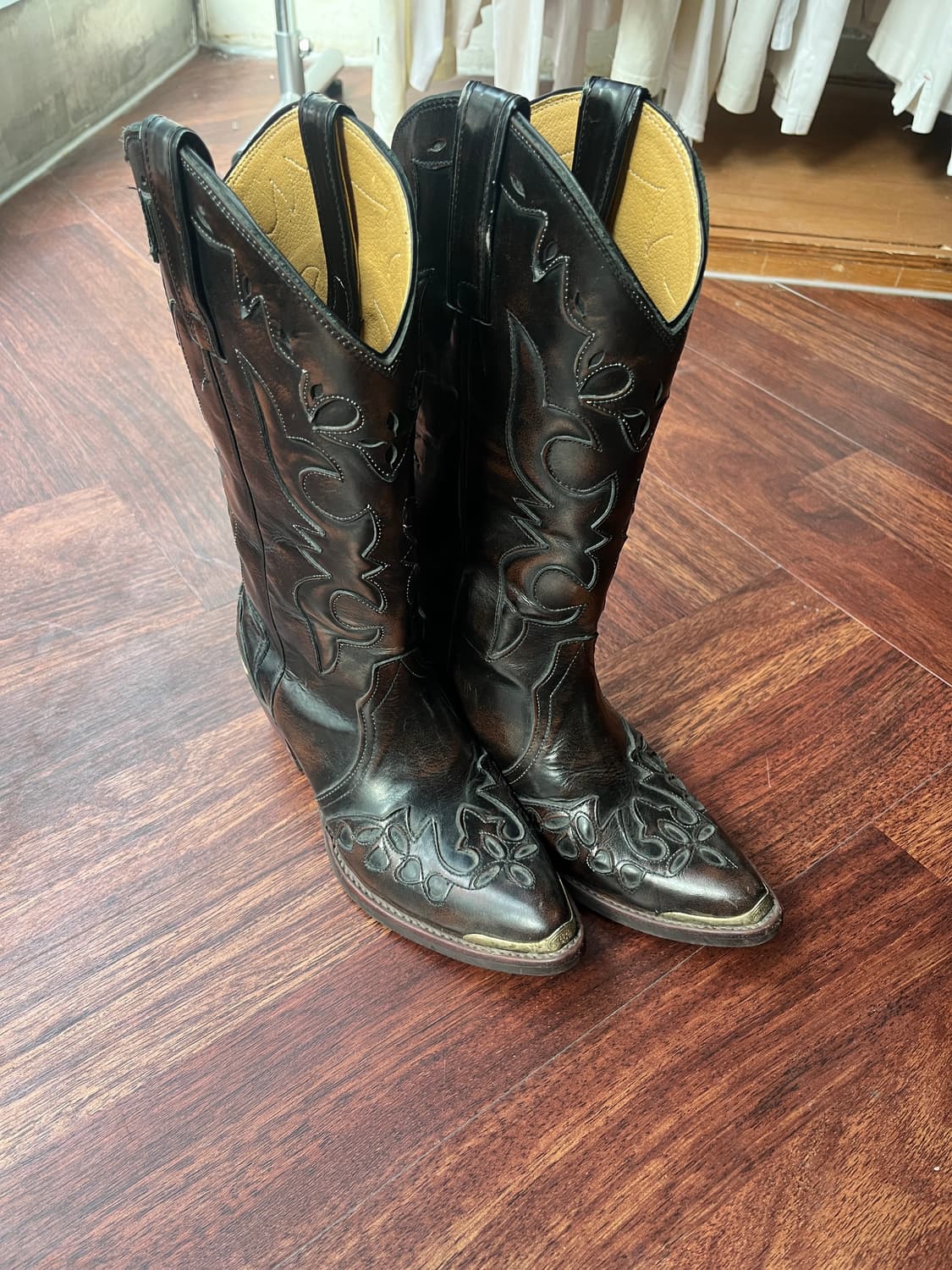 브라운 레더 플레임 웨스턴 부츠 230 상품이미지3