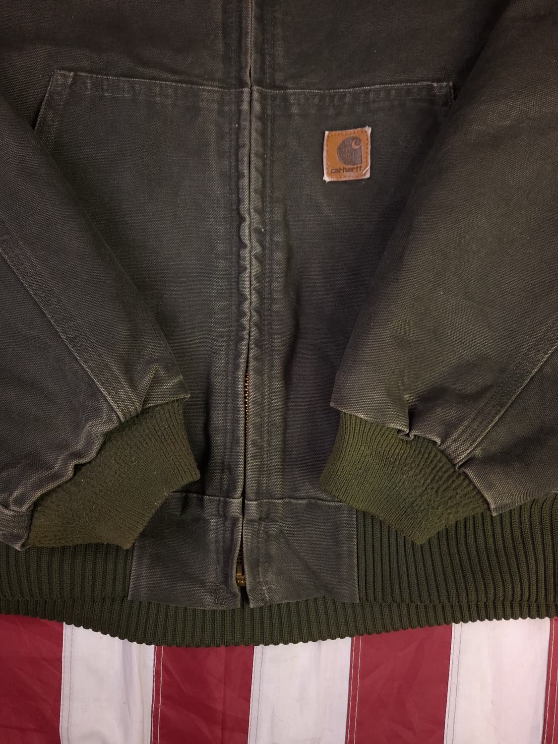 오리지날 구형 칼하트 J-130 모스그린 덕액티브 후드자켓 상품이미지5