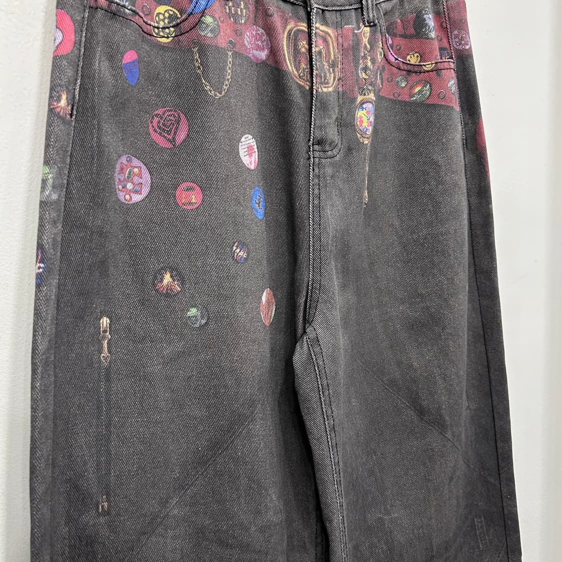 빈티지 디지털프린팅 와이드핏 그레이 데님팬츠 상품이미지3