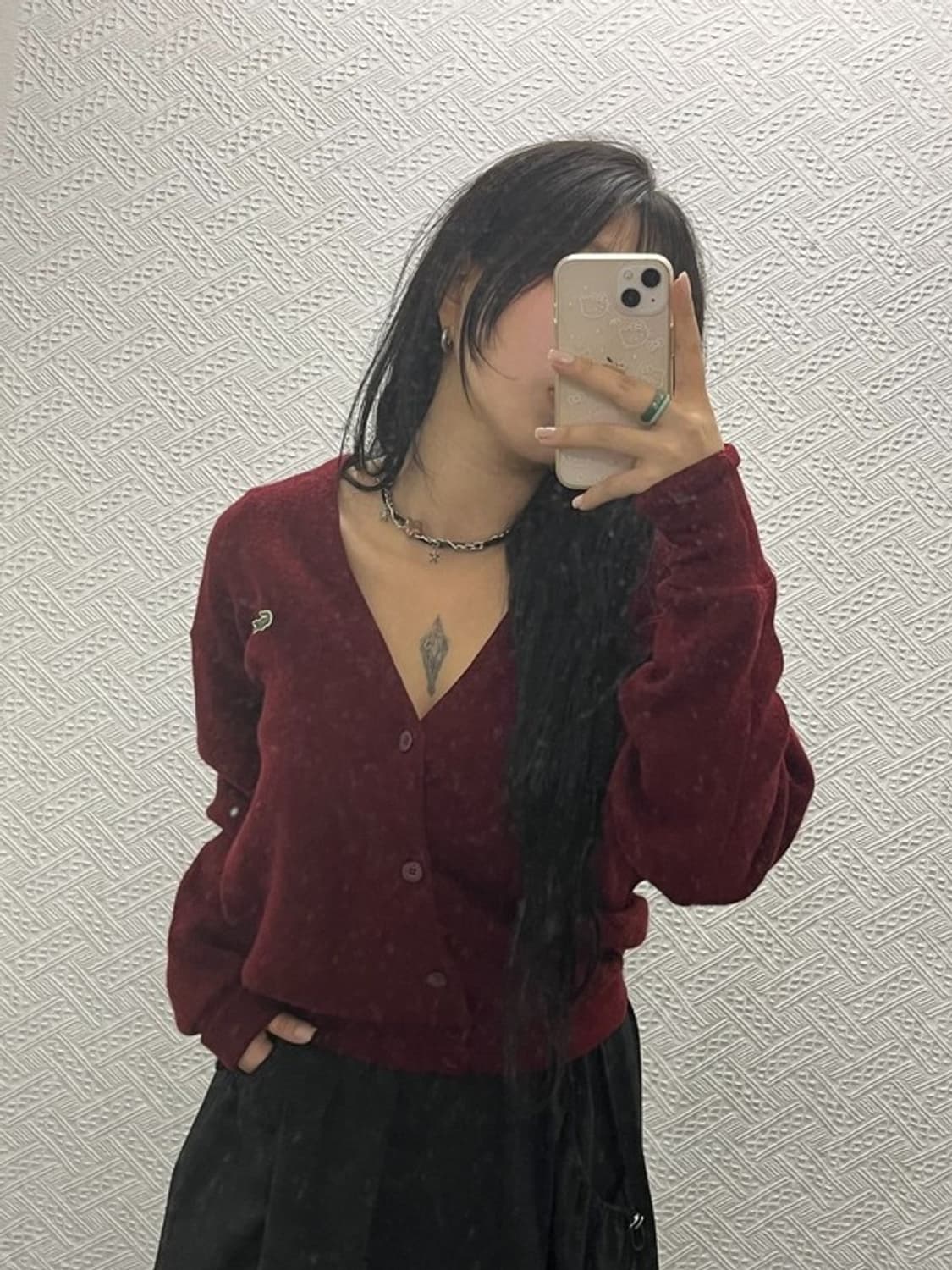 라코스테 베이직 모던룩 버건디레드 울 가디건 105 C06536 상품이미지1