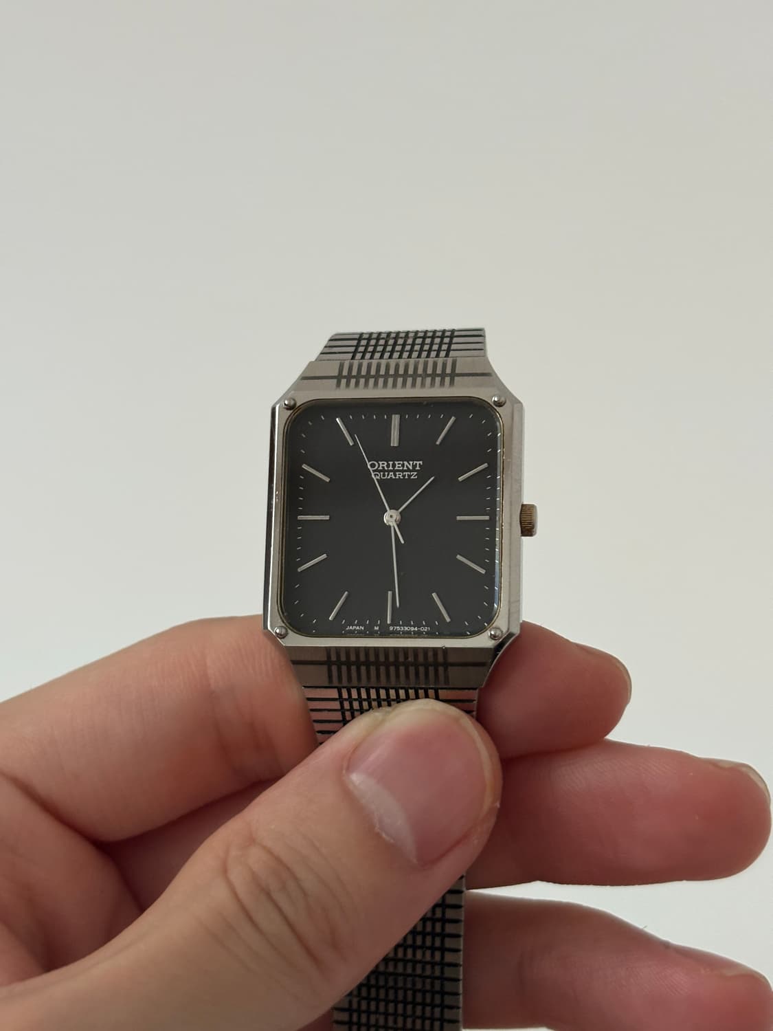 80s Black Stripe Silver Square Quartz 상품이미지1