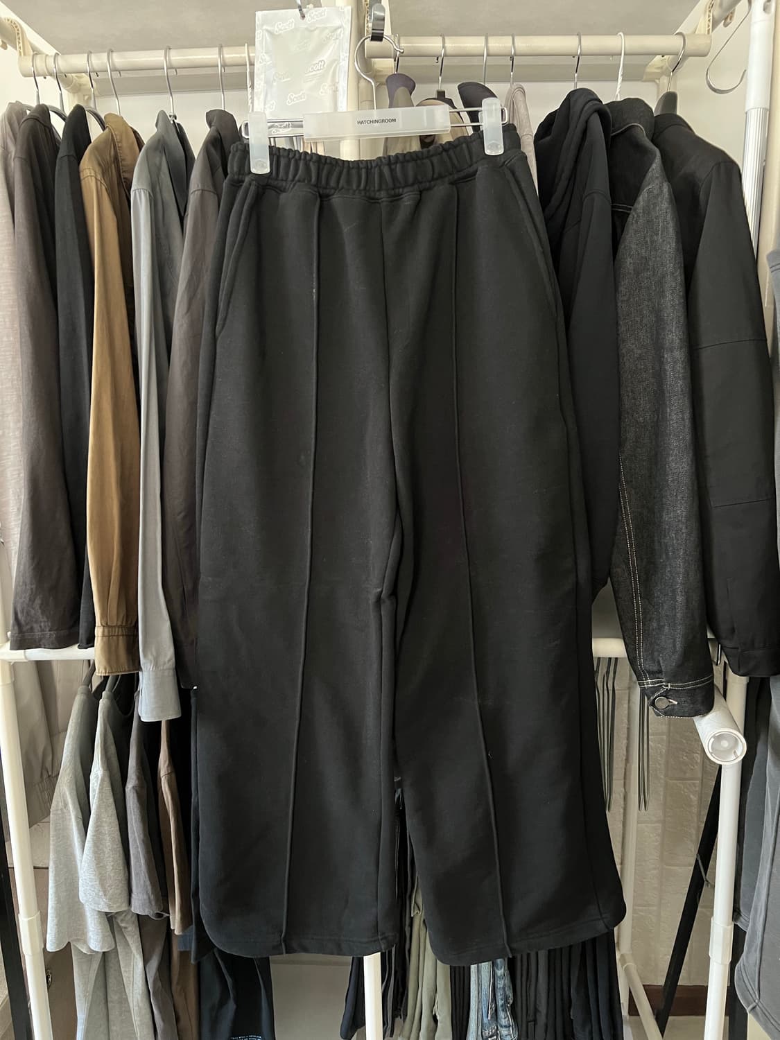 제멋 누와 피그먼트 와이드 스웻 팬츠 블랙 상품이미지2