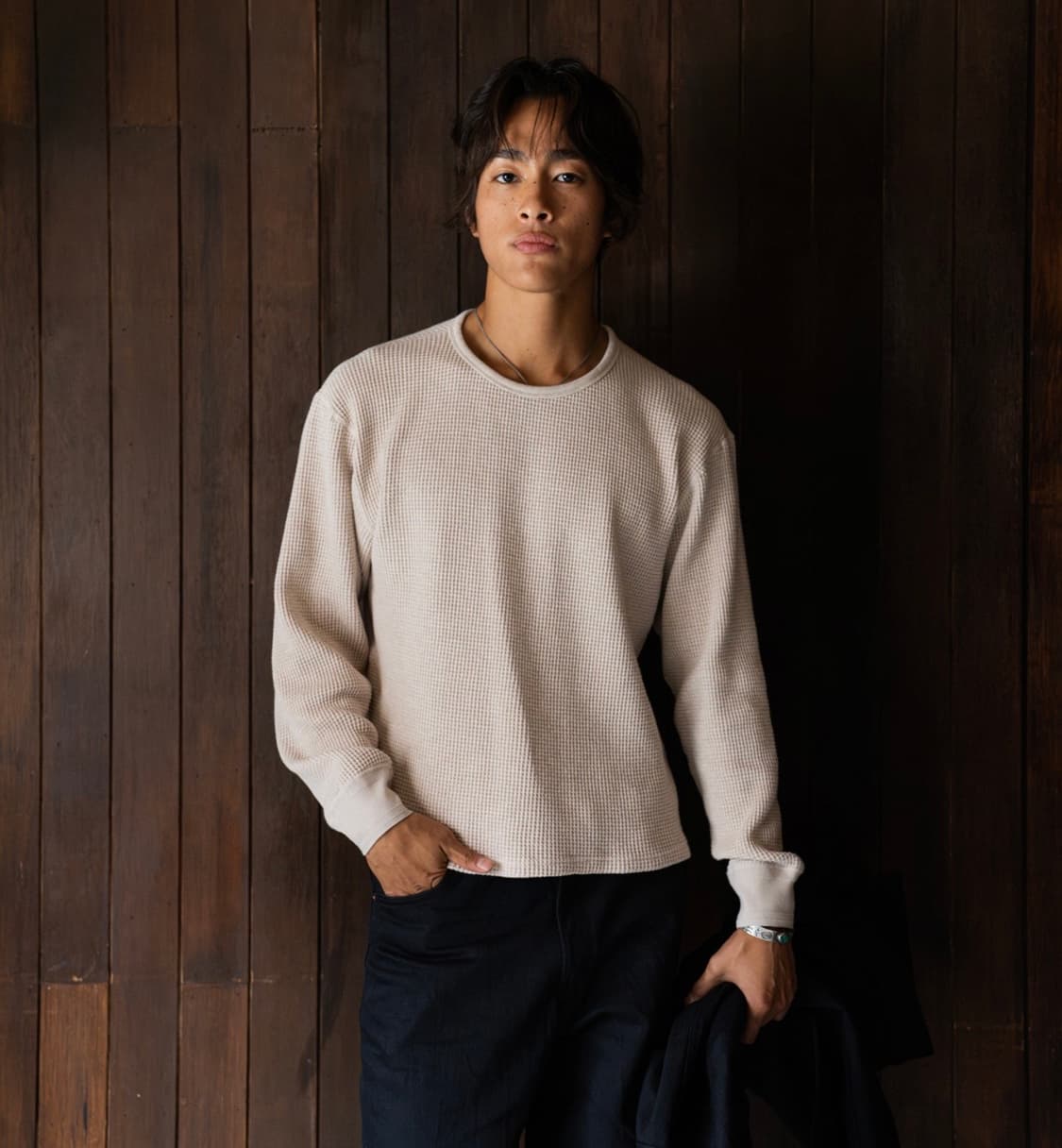 (홍태준)버드노트 와플 크루넥 니트 상품이미지1