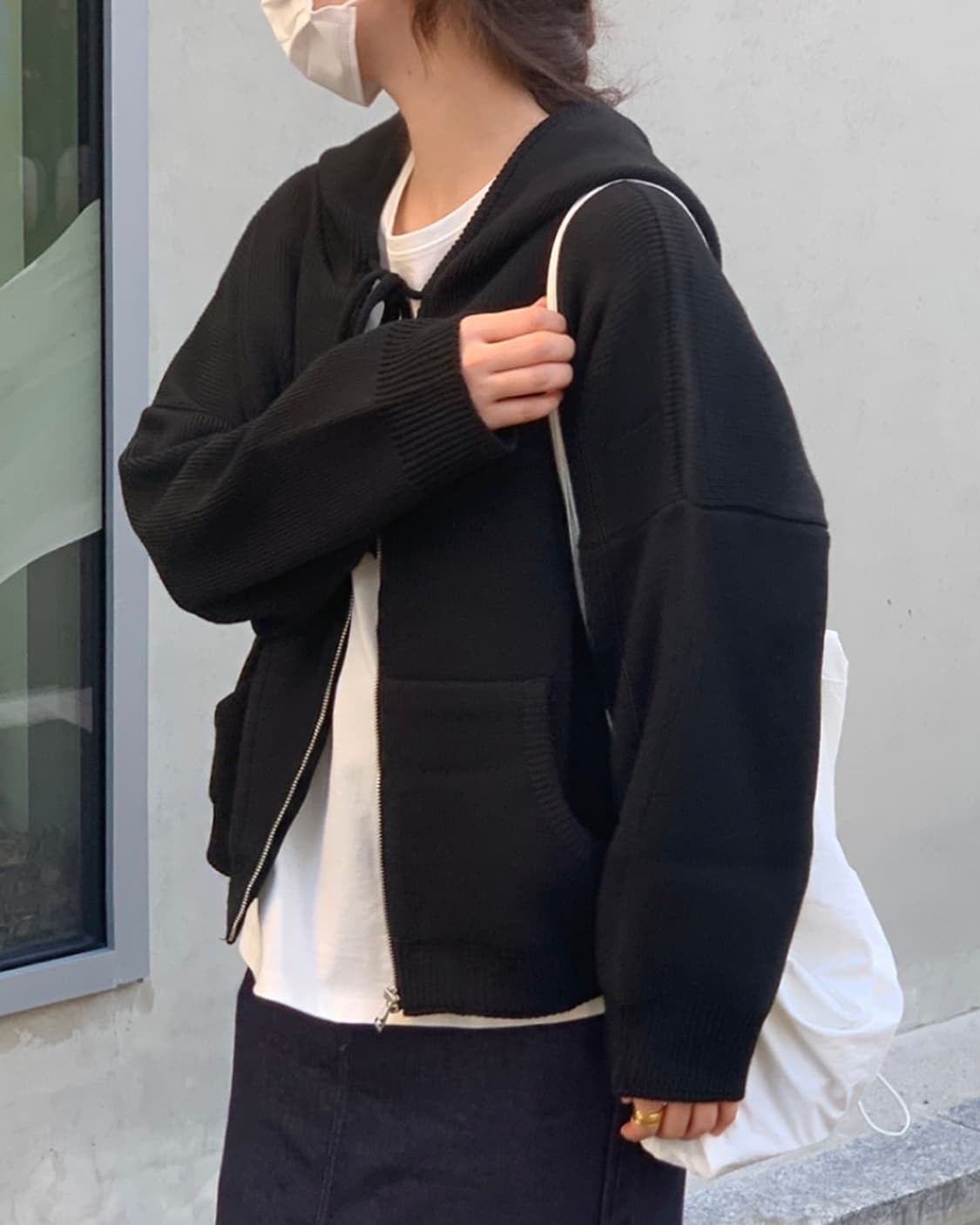 어리틀빗 tom hood knit zip up_블랙 상품이미지3