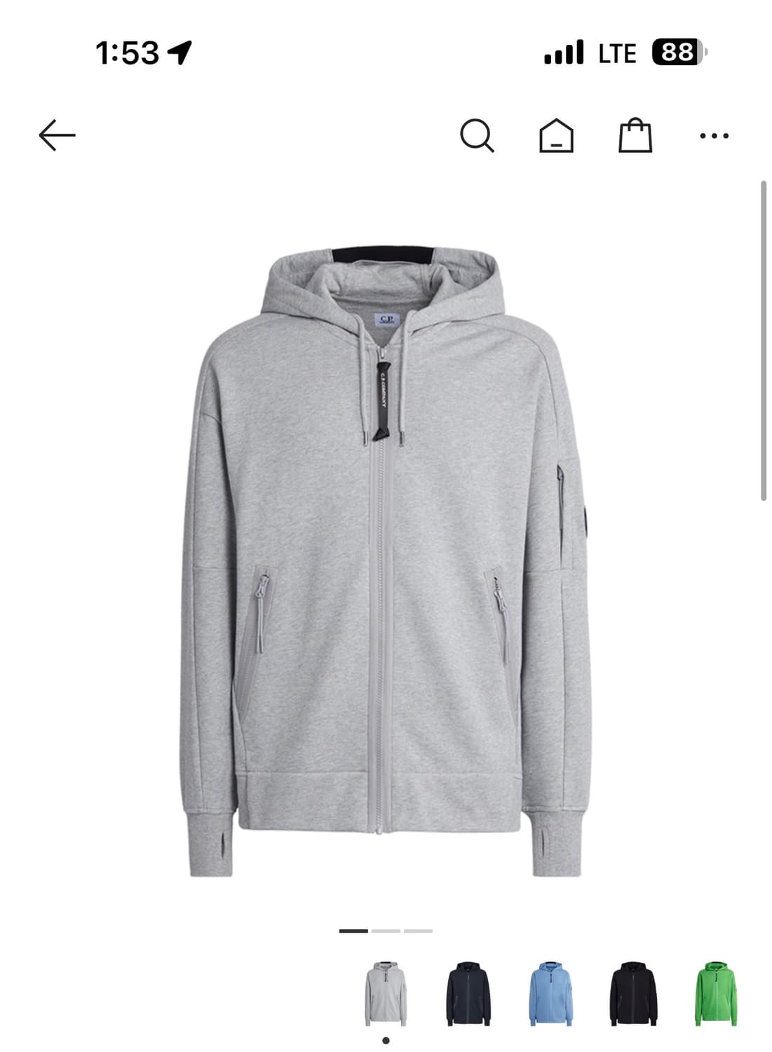 cp컴퍼니 23fw  다이애그널 후드집업 그레이 상품이미지1