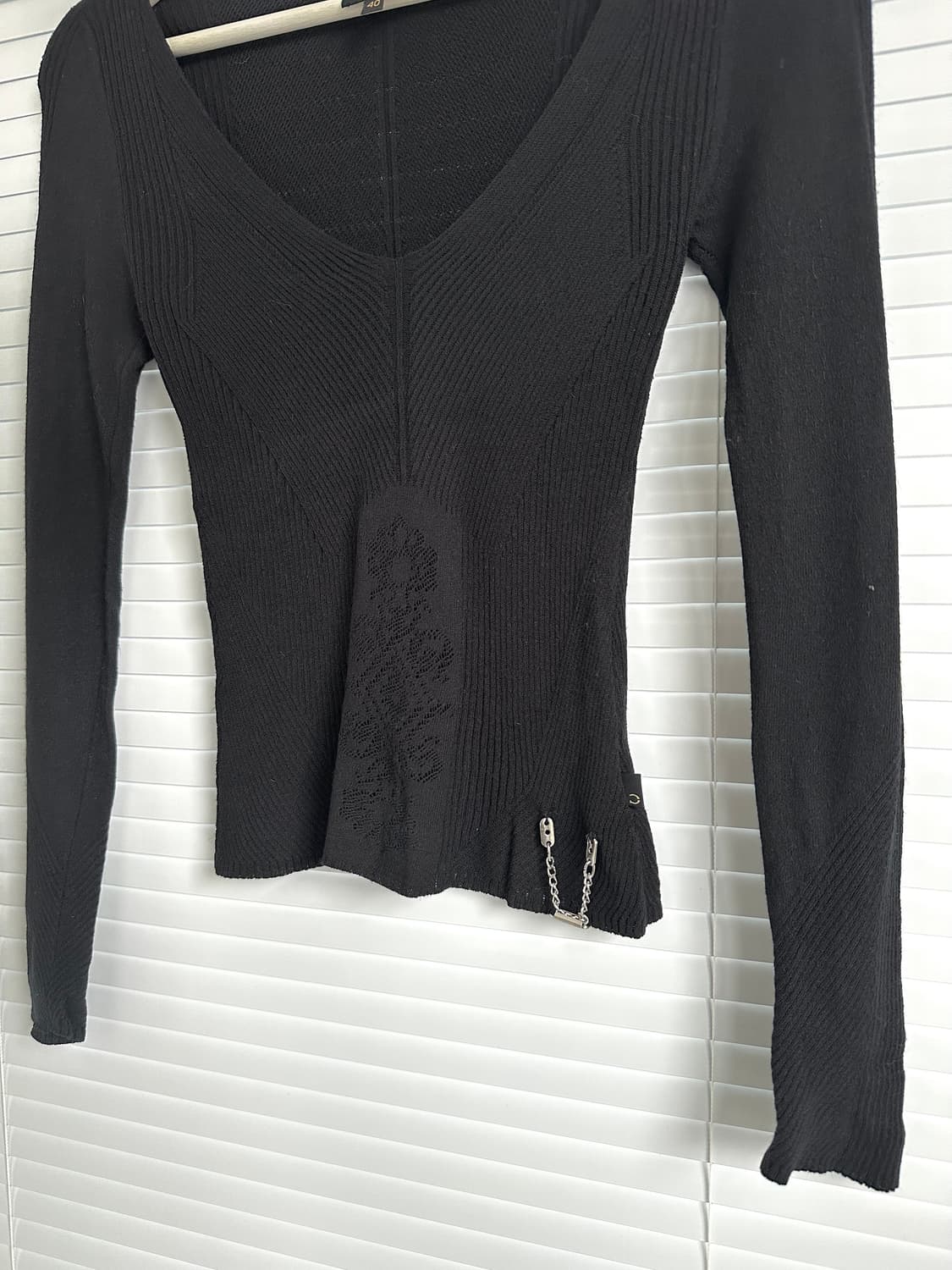 저스트 카발리 2000s 블랙 체인 슬리브 니트 상품이미지2