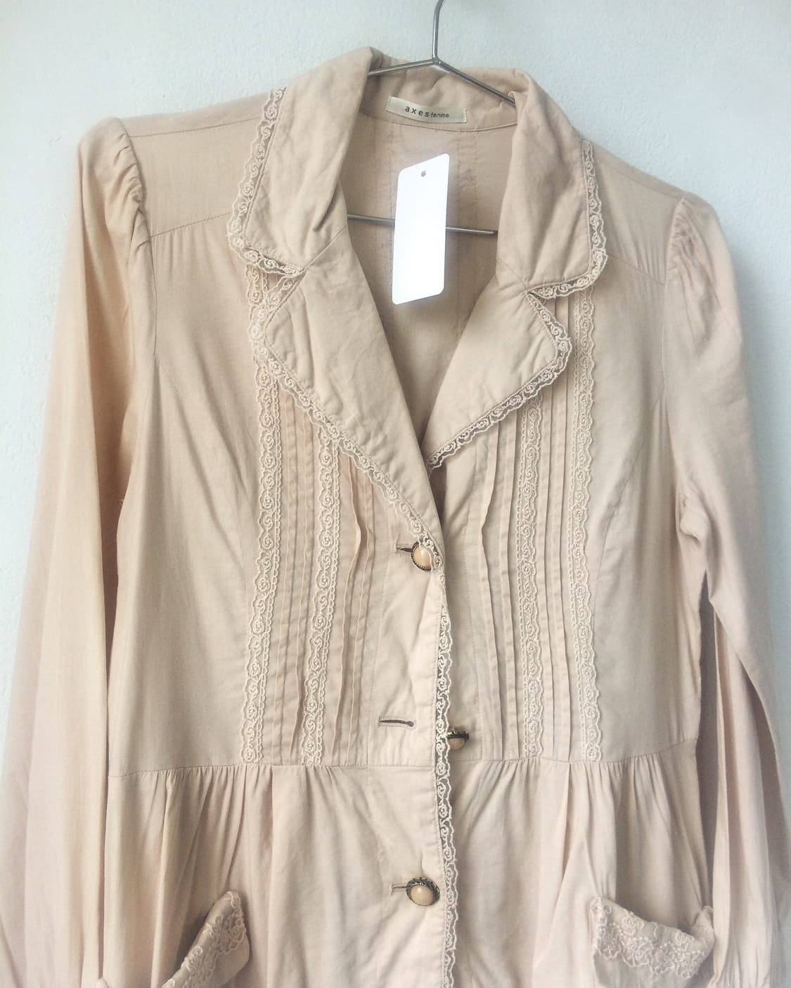 Axes femme back lace up point frill shir 상품이미지3