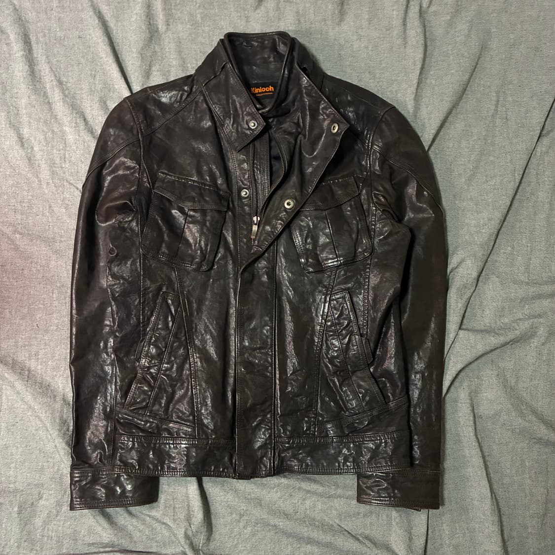 포켓 양가죽 레더 자켓 브라운 상품이미지5