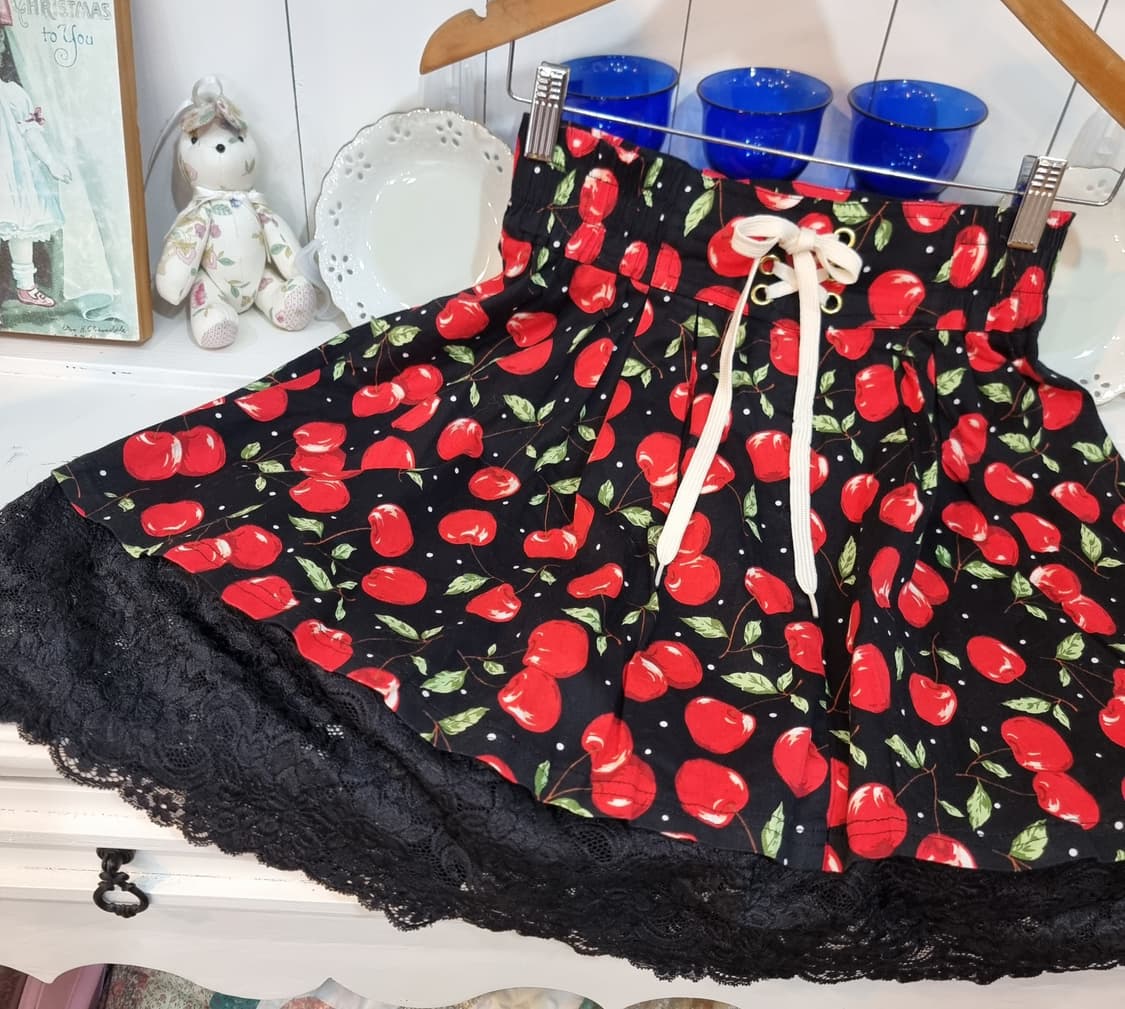 체리 패턴 레이스 스커트 상품이미지4