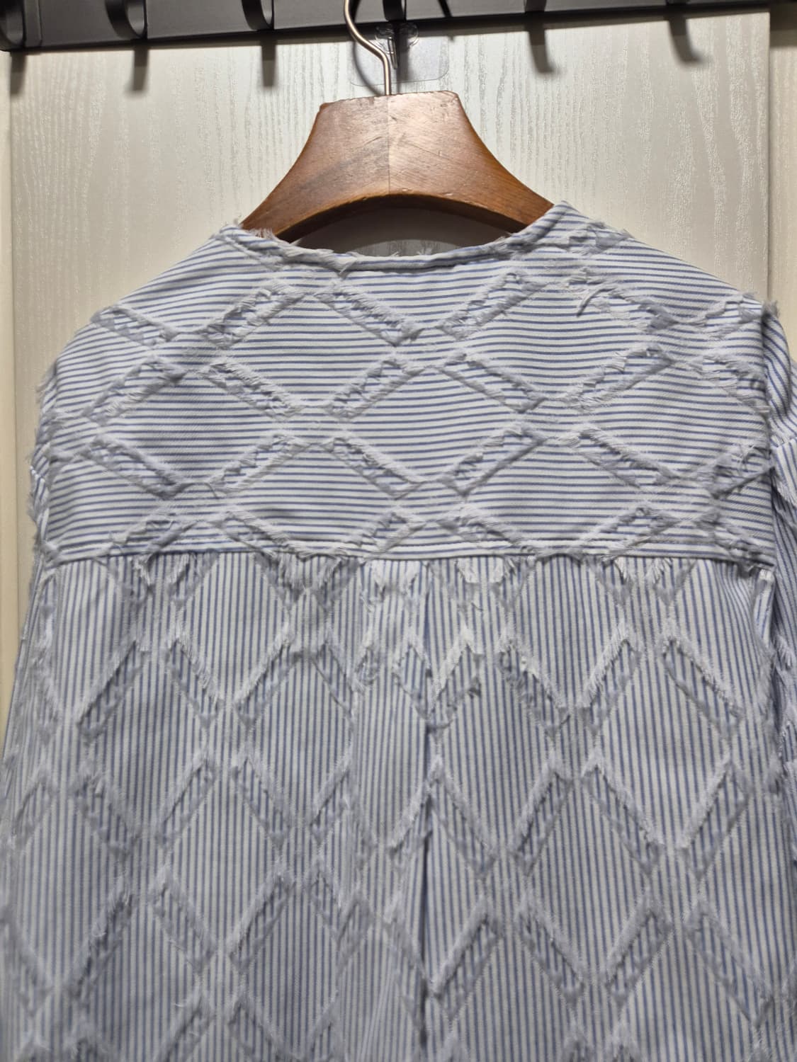 빈티지 봄여름 하늘색 스트라이프 프린지 숏 자켓 상품이미지8