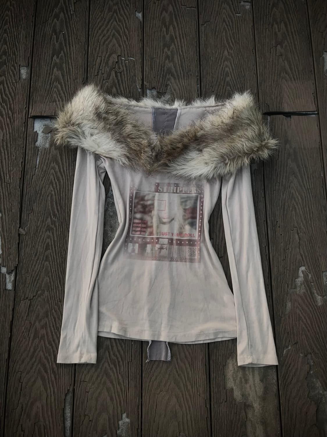 Just Your Doll Fur Off-Shoulder Top 상품이미지2