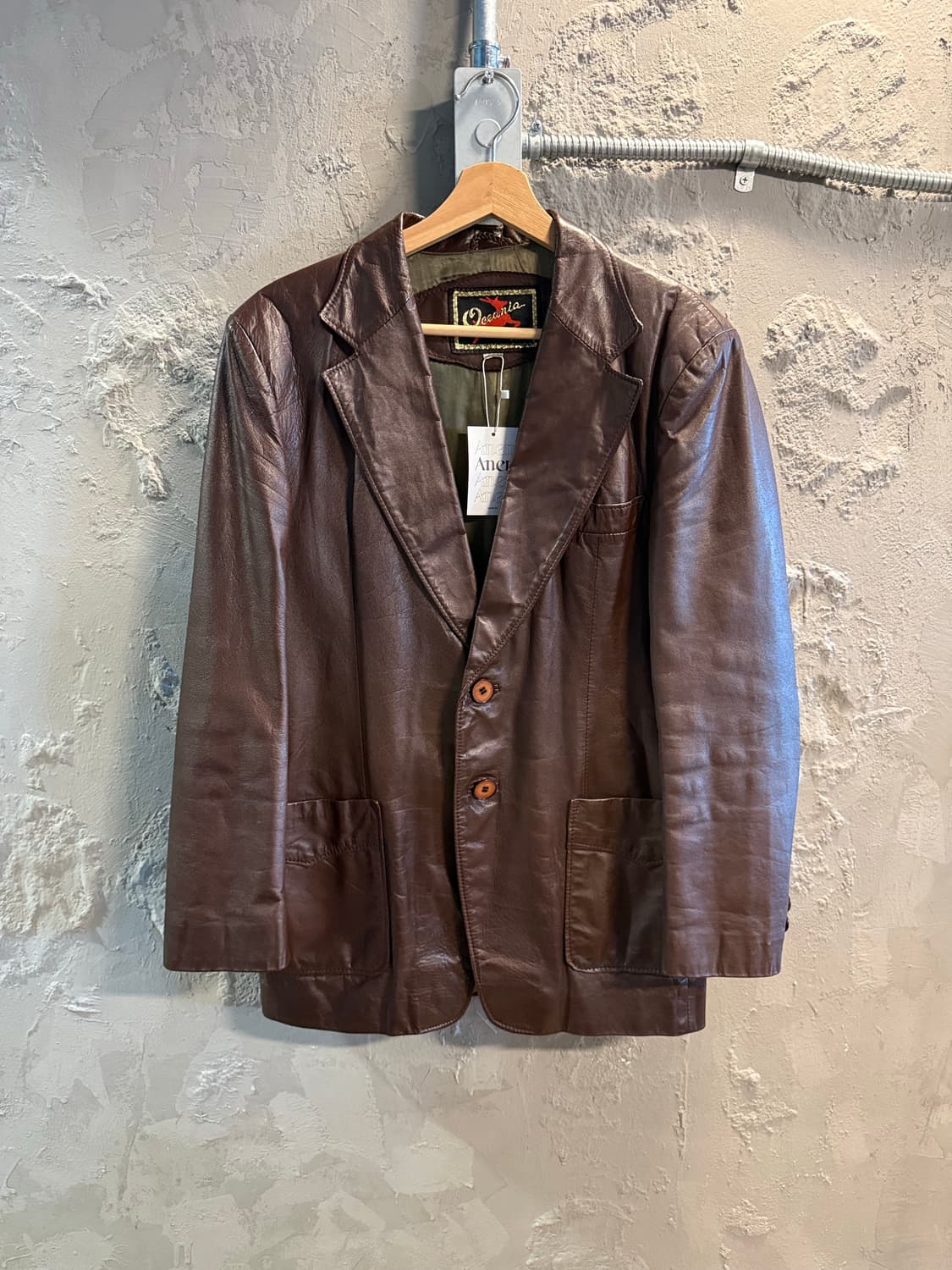M OCEANIA 스페인 양가죽 2버튼 테일러드 자켓 브라운 상품이미지1