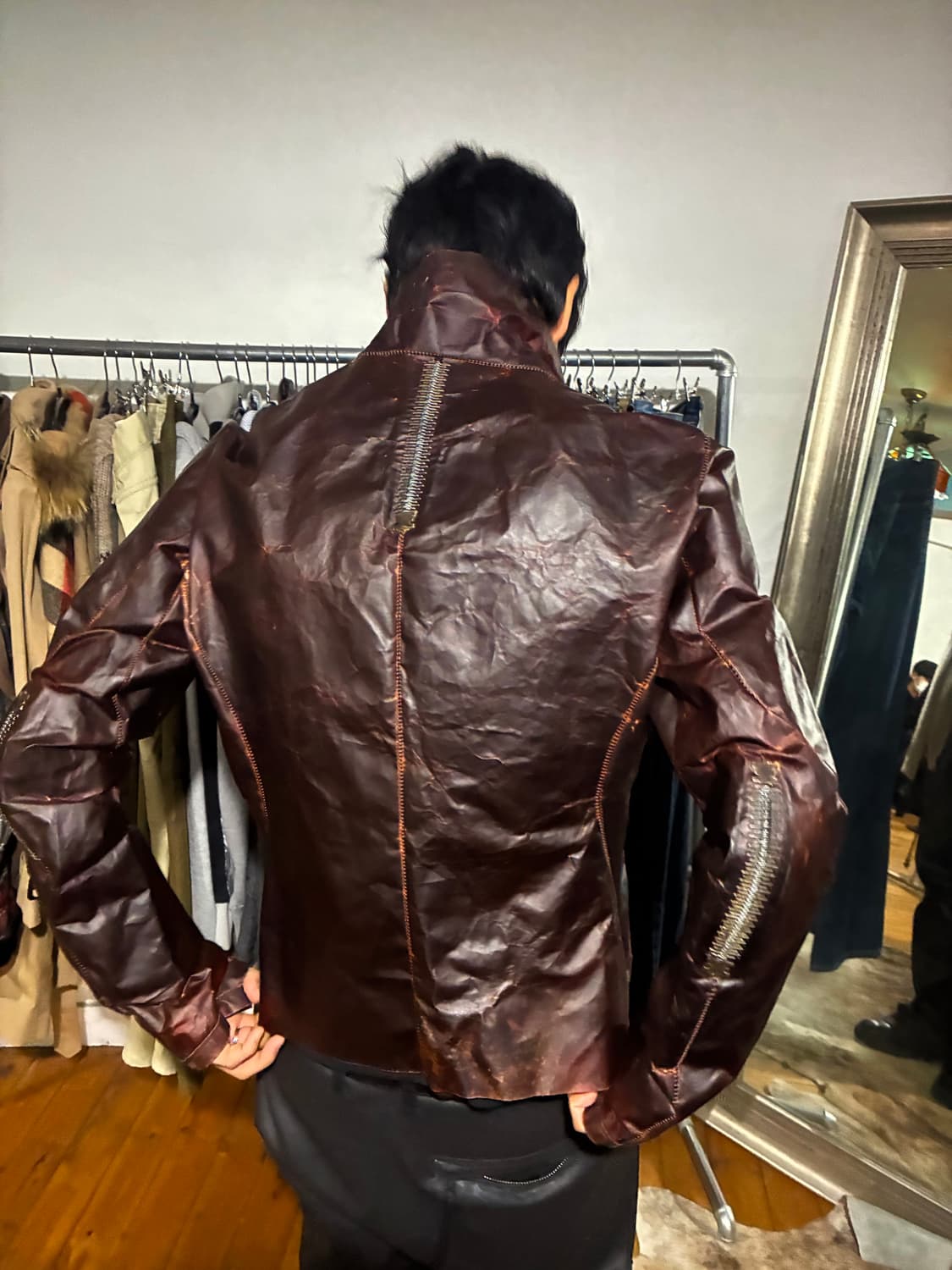 (구매) 아이작 세럼 반투명 레더자켓 상품이미지1