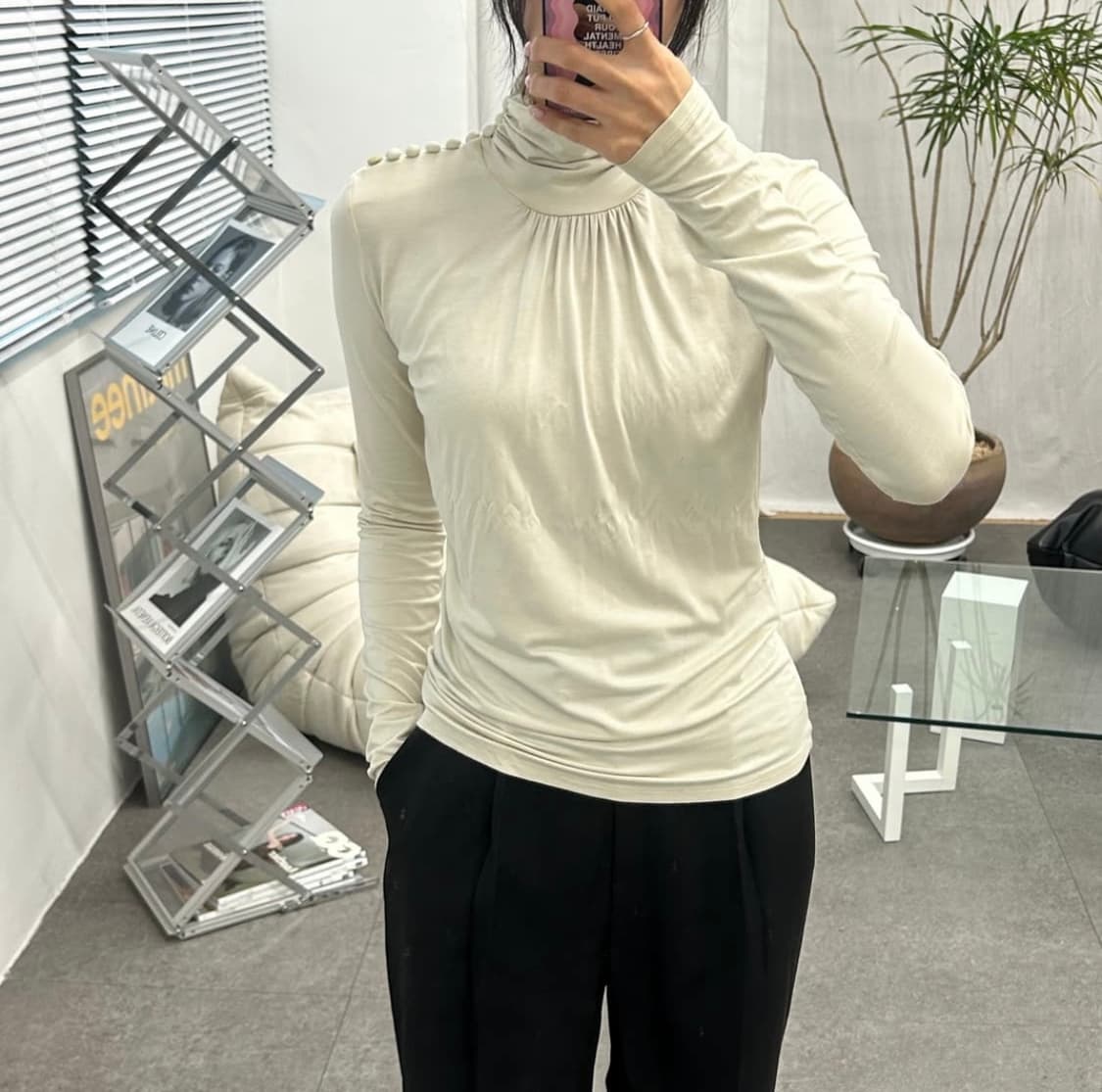 막스마라 드레이프 터틀넥 블라우스 탑 상품이미지3