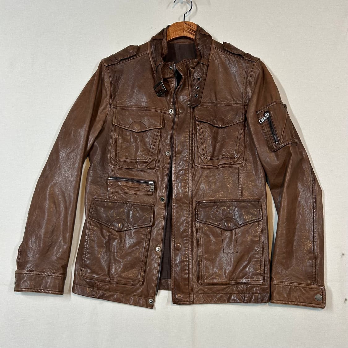 M) 크리스 크리스티 테크니컬 멀티 포켓 베지터블 양가죽 자켓 상품이미지1