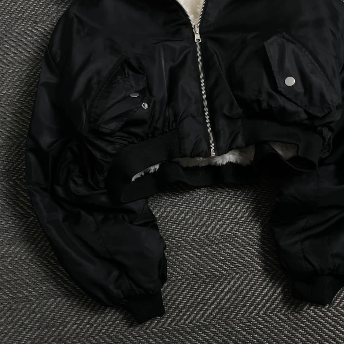 빈티지 우먼스 리버시블 크롭 후드 퍼 항공 점퍼 o 4310 상품이미지6