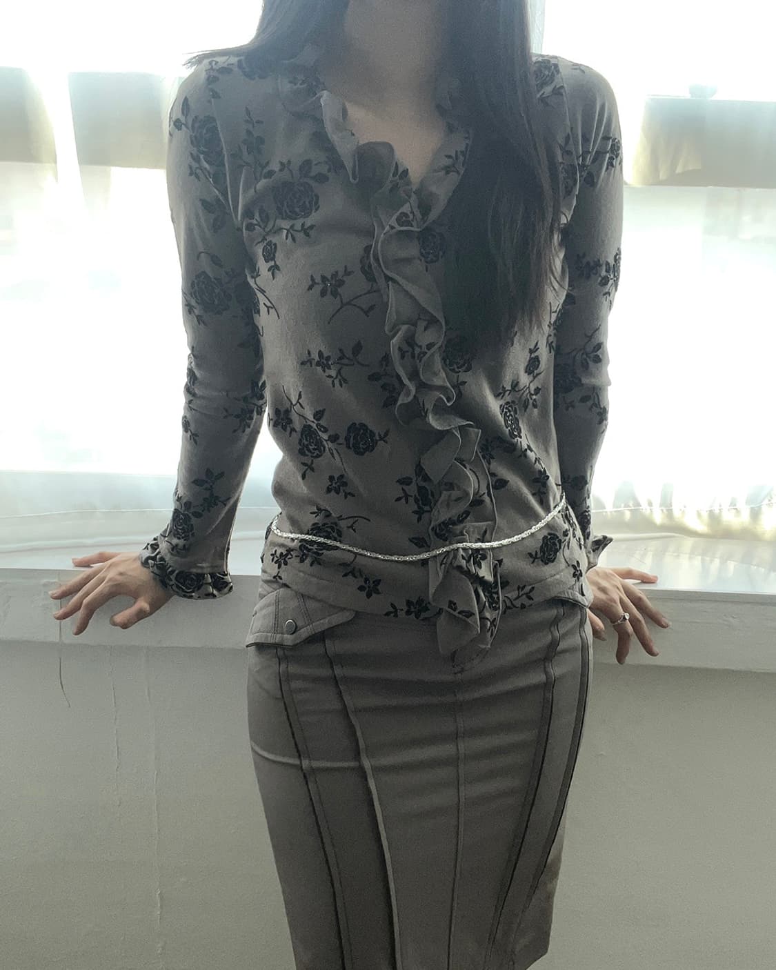 flower parttern frilled top 상품이미지4