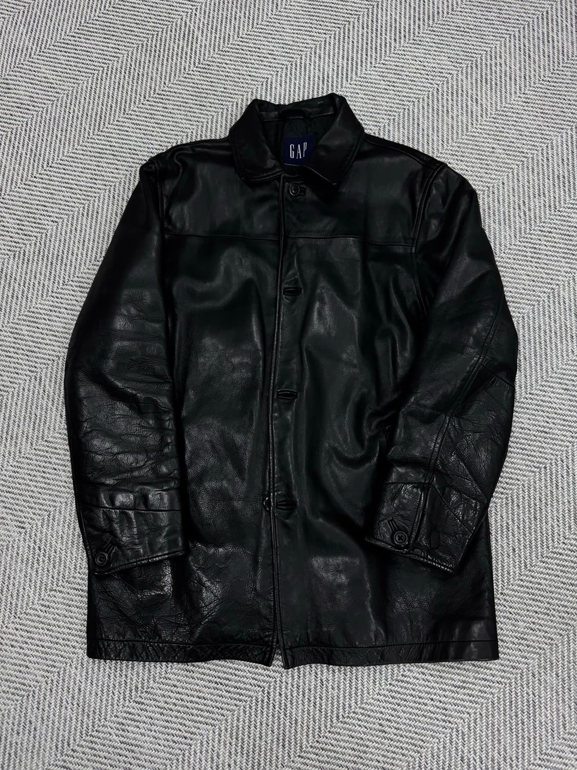 올드 갭 레더 빈티지 카 코트 블랙 M사이즈 상품이미지1