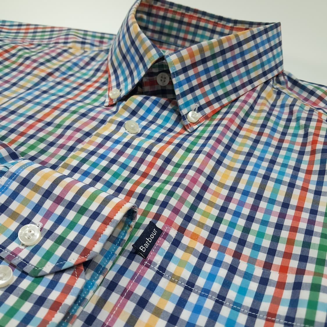 CL371 L 바버 코튼 멀티컬러깅엄체크 버튼다운 셔츠남방 상품이미지4