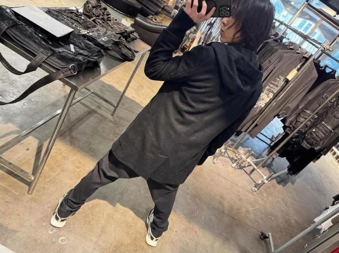 크리스반아쉐 니트소매 레이어드 후디 더블집업 울코트 상품이미지2