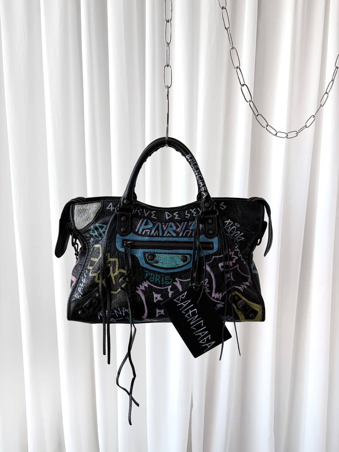 발렌시아가 그래피티 시티 모터백 블객 상품이미지1