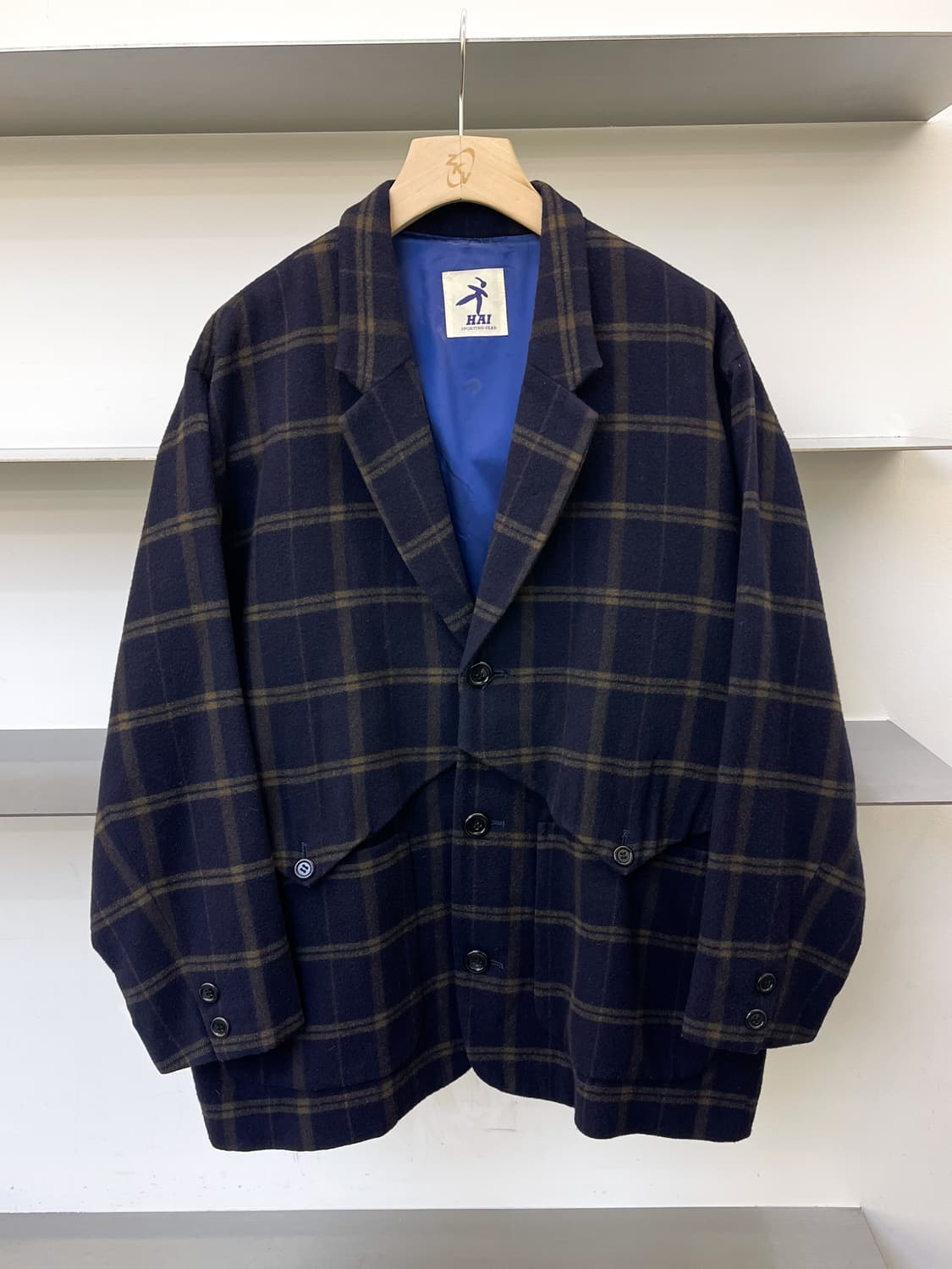 이세이미야케 하이 스포팅 기어 80s 3B 울 체크 블레이저 자켓 상품이미지1