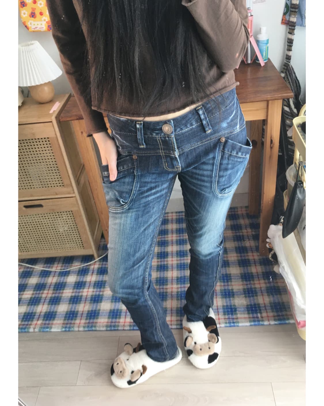 vintage y2k lowrise curved pocket pants 상품이미지1