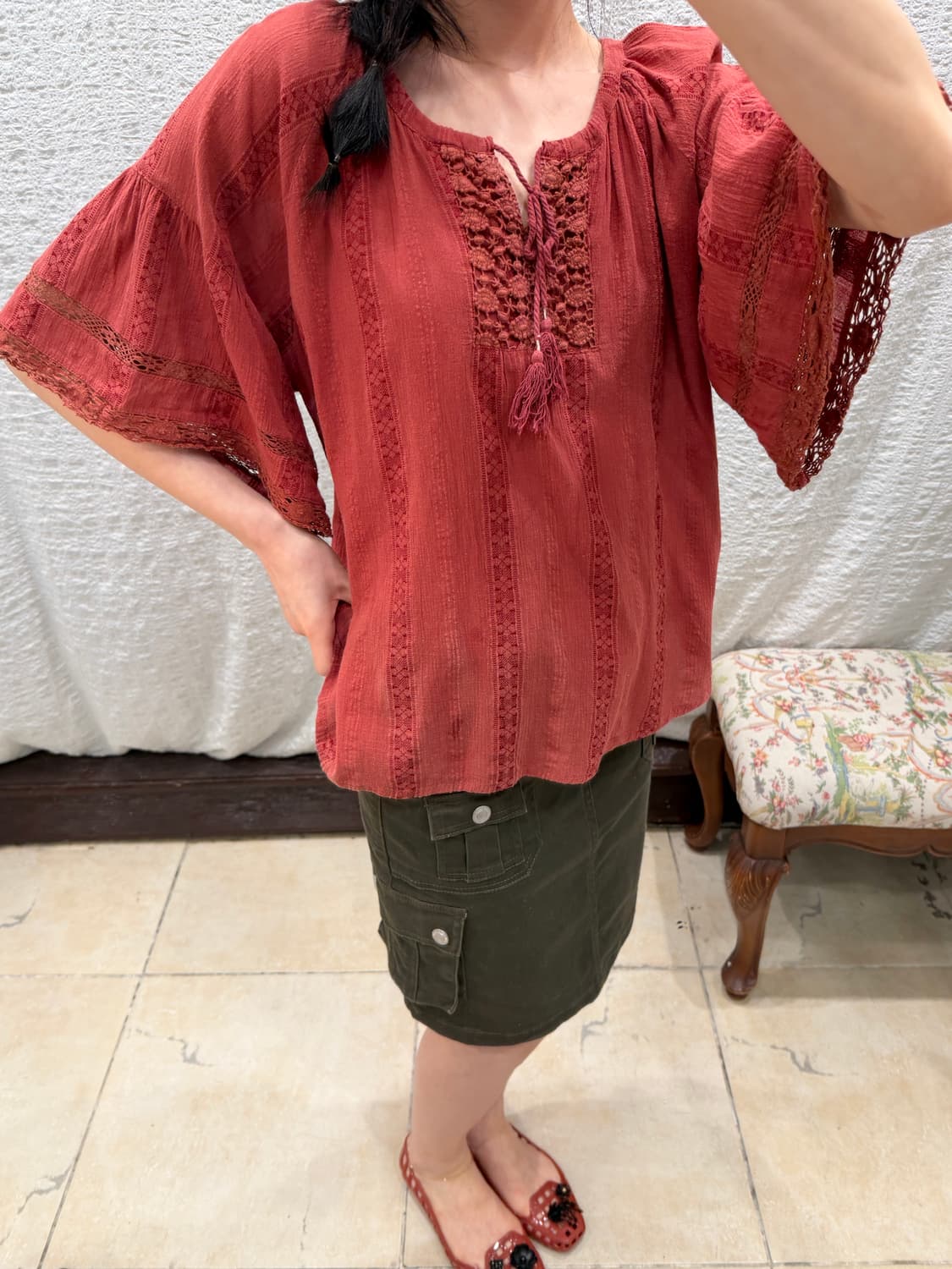 Hippie red blouse 상품이미지6