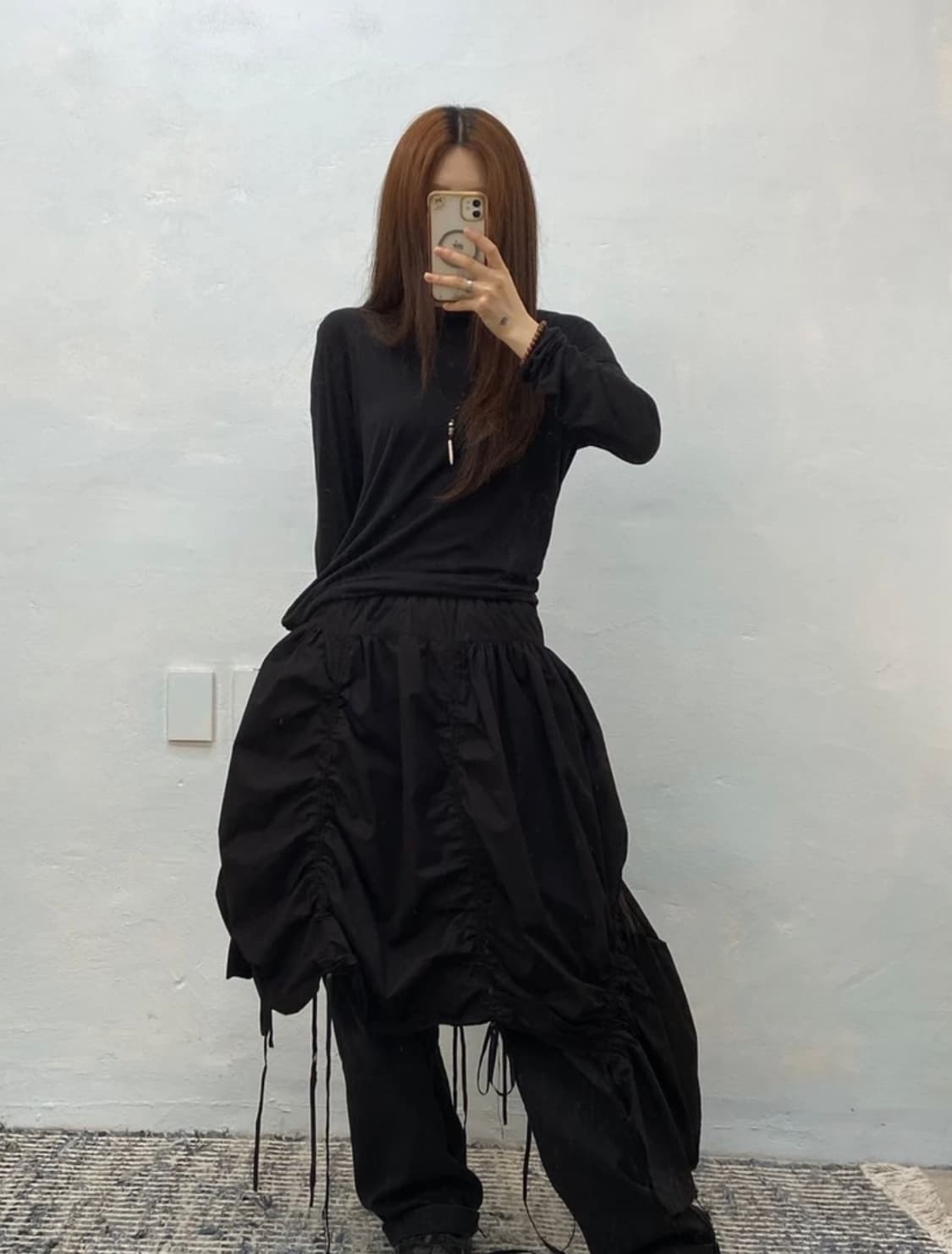Black asymmetric balloon skirt# 상품이미지3