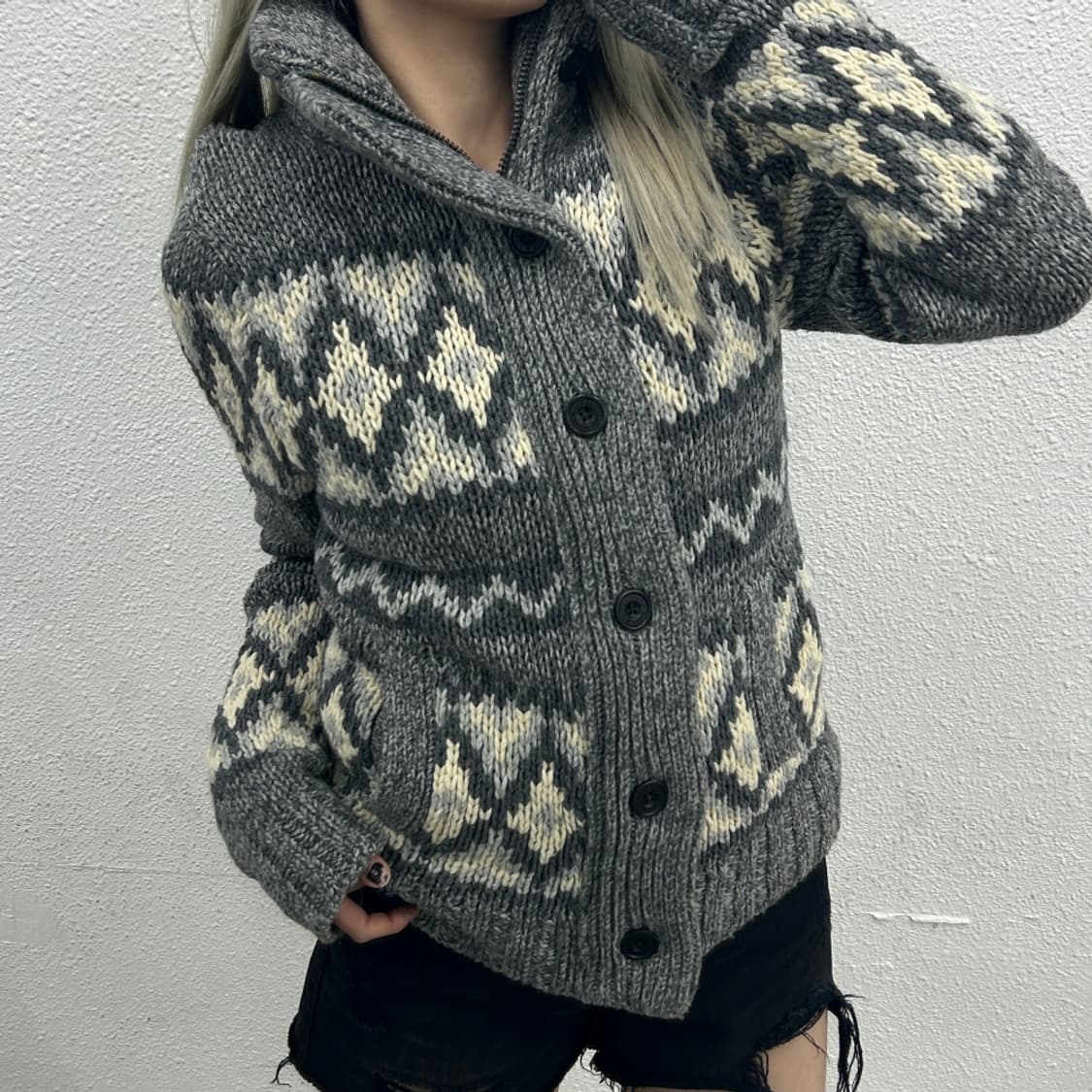 아베크롬비 헤비울 그레이 니트 집업 M 상품이미지1