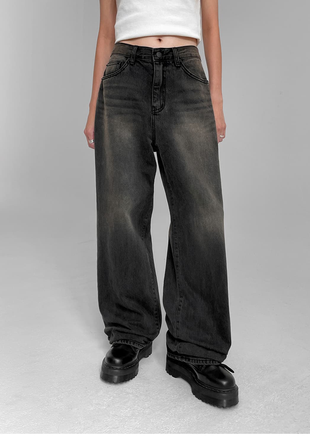 [MADE] 노번 워싱 와이드 데님팬츠 블랙 상품이미지1