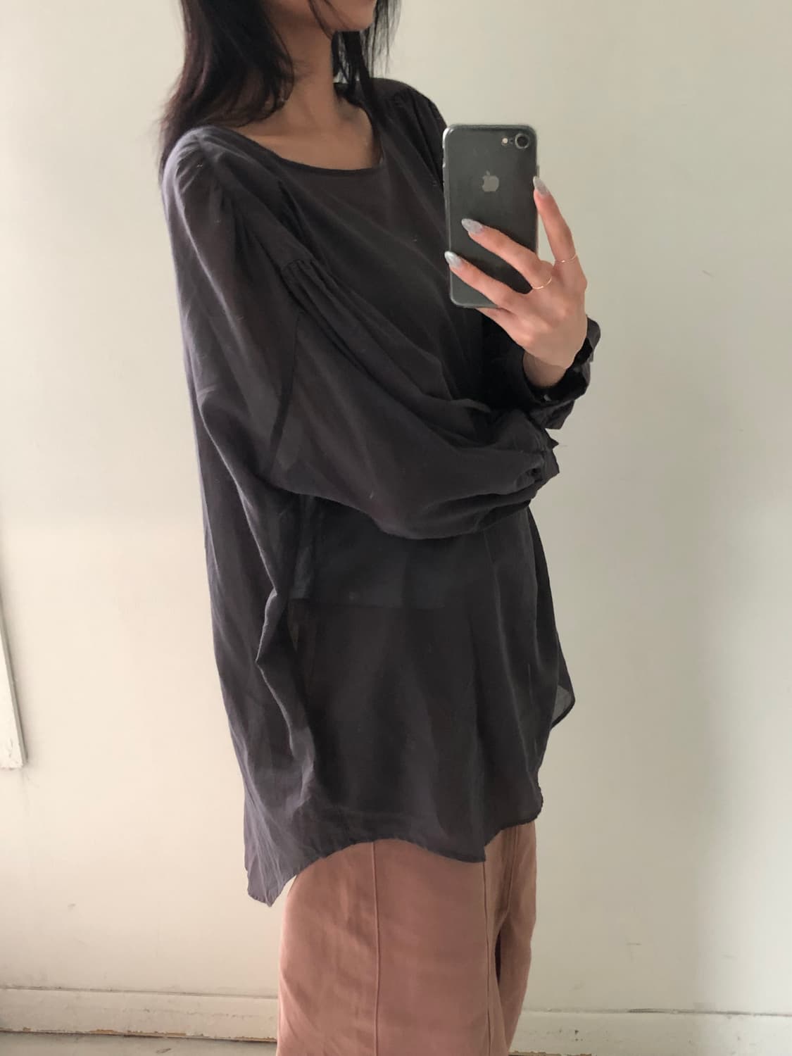 일본빈티지 핀턱 블라우스 상품이미지3