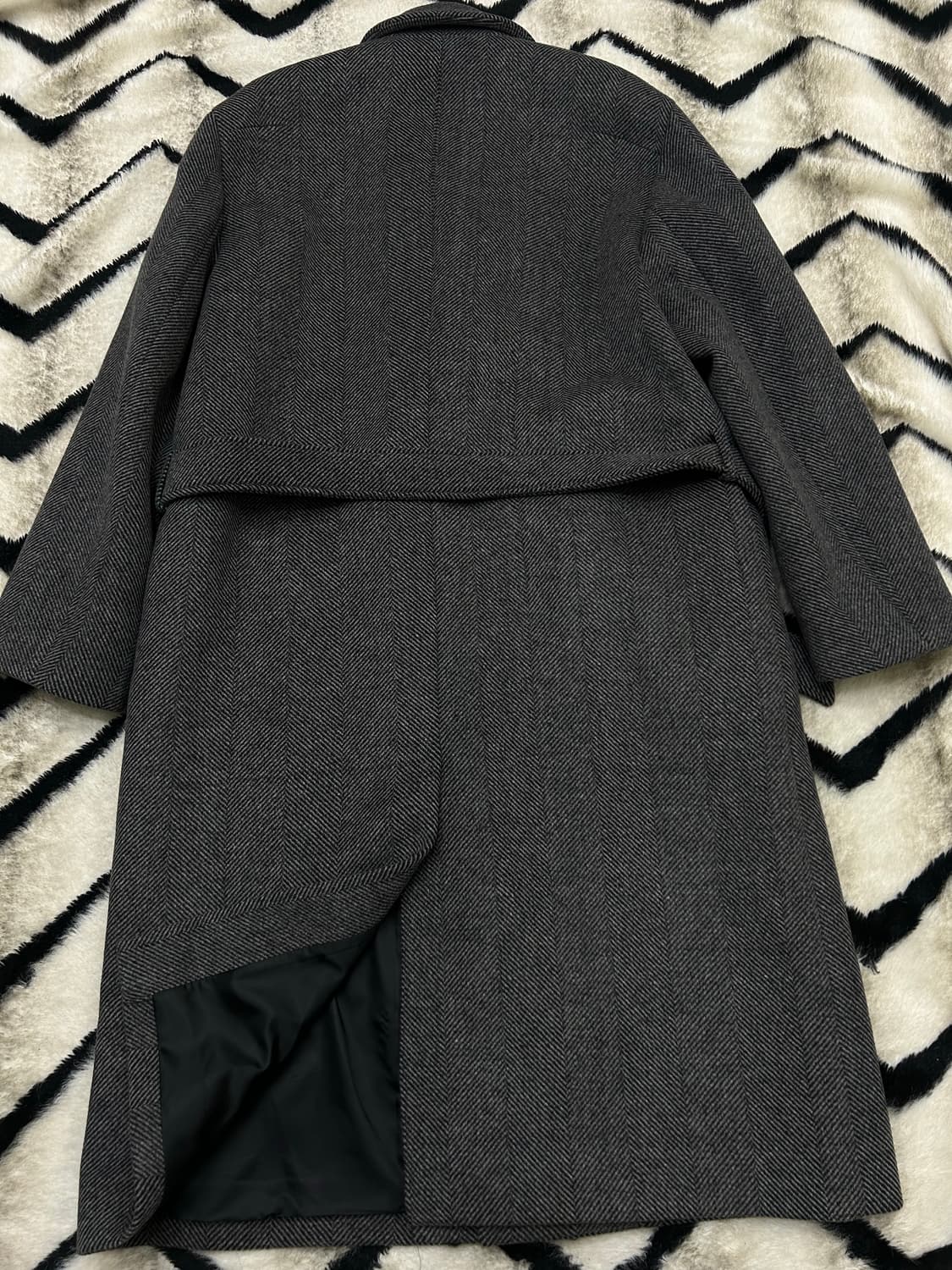 [XL]드로우핏 로브 울 글렌체크 더블 롱코트/그레이 상품이미지5