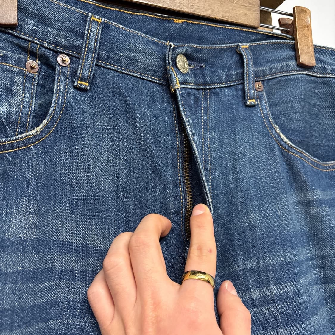 00s 리바이스 재팬라인 505 레귤러핏 켓브러쉬 데님팬츠 N905 상품이미지5