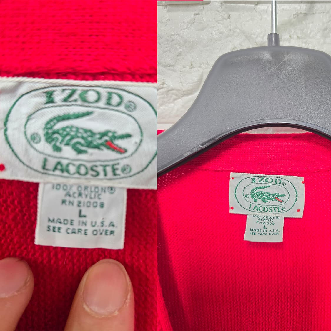 택포) 라코스테 레드 가디건 XL 상품이미지2