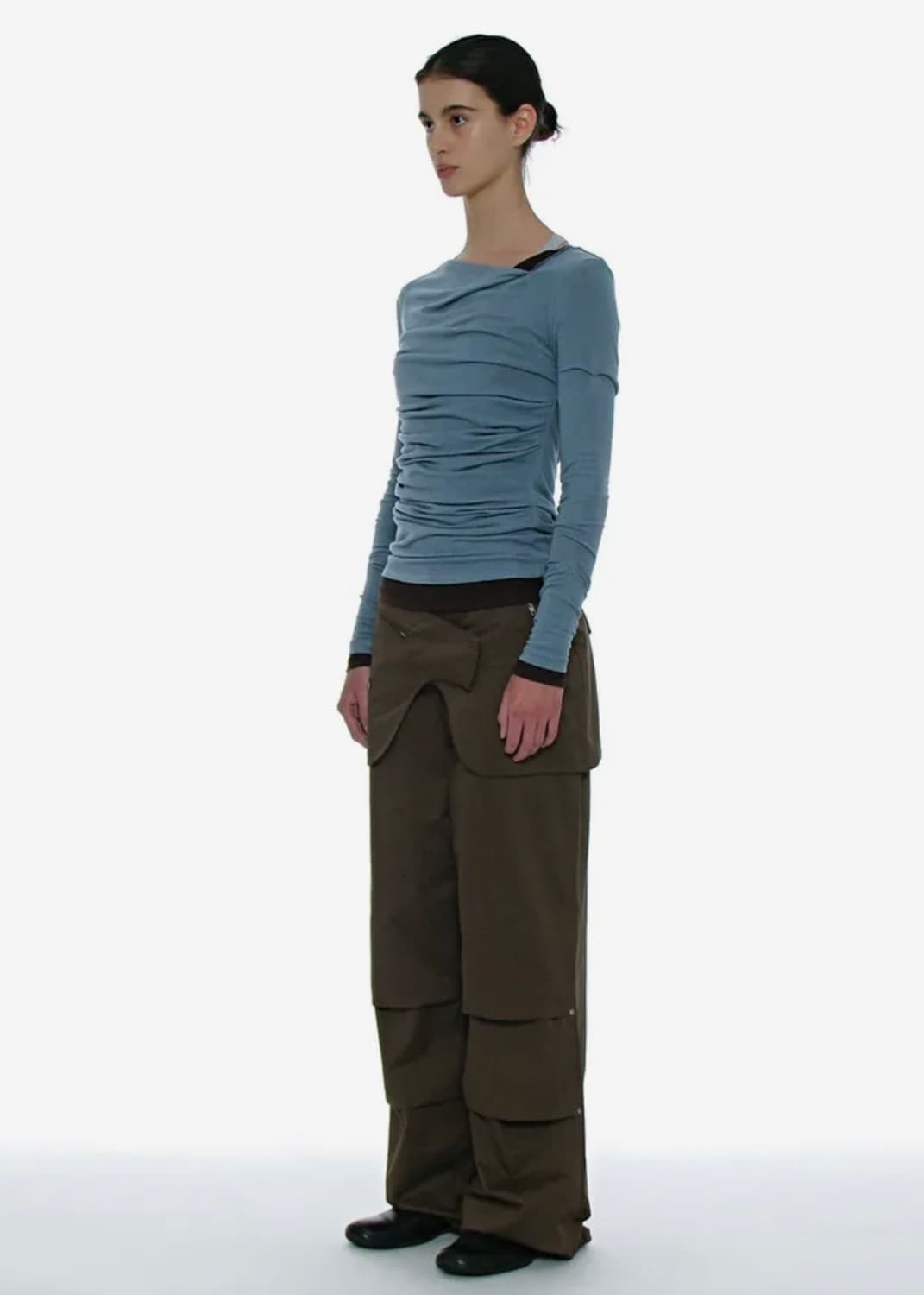 2WAY 벨티드 레이어드 파라슈트 팬츠_브라운 상품이미지2