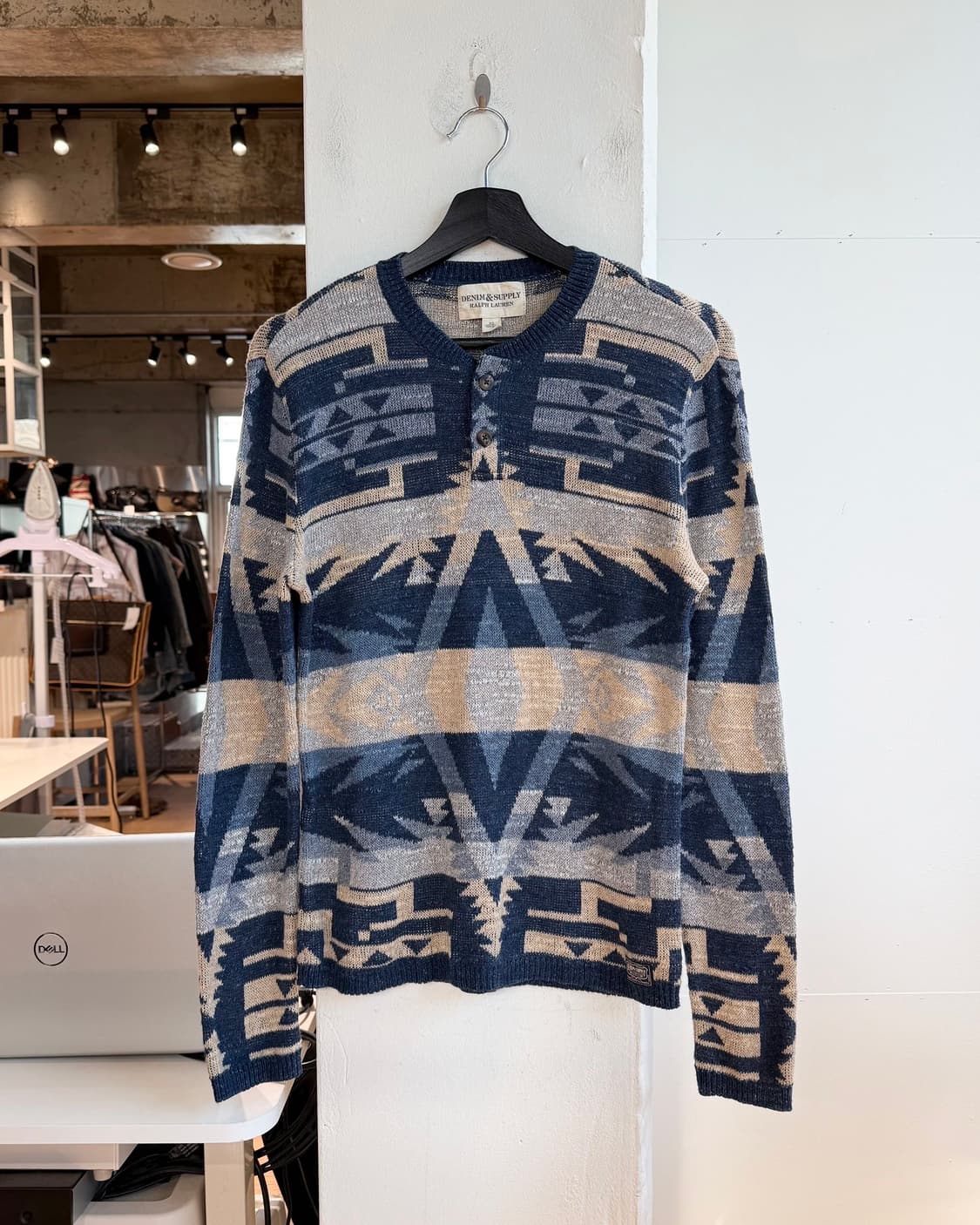 데님 앤 서플라이 랄프 로렌 블루 아즈텍 헨리넥 니트  상품이미지2