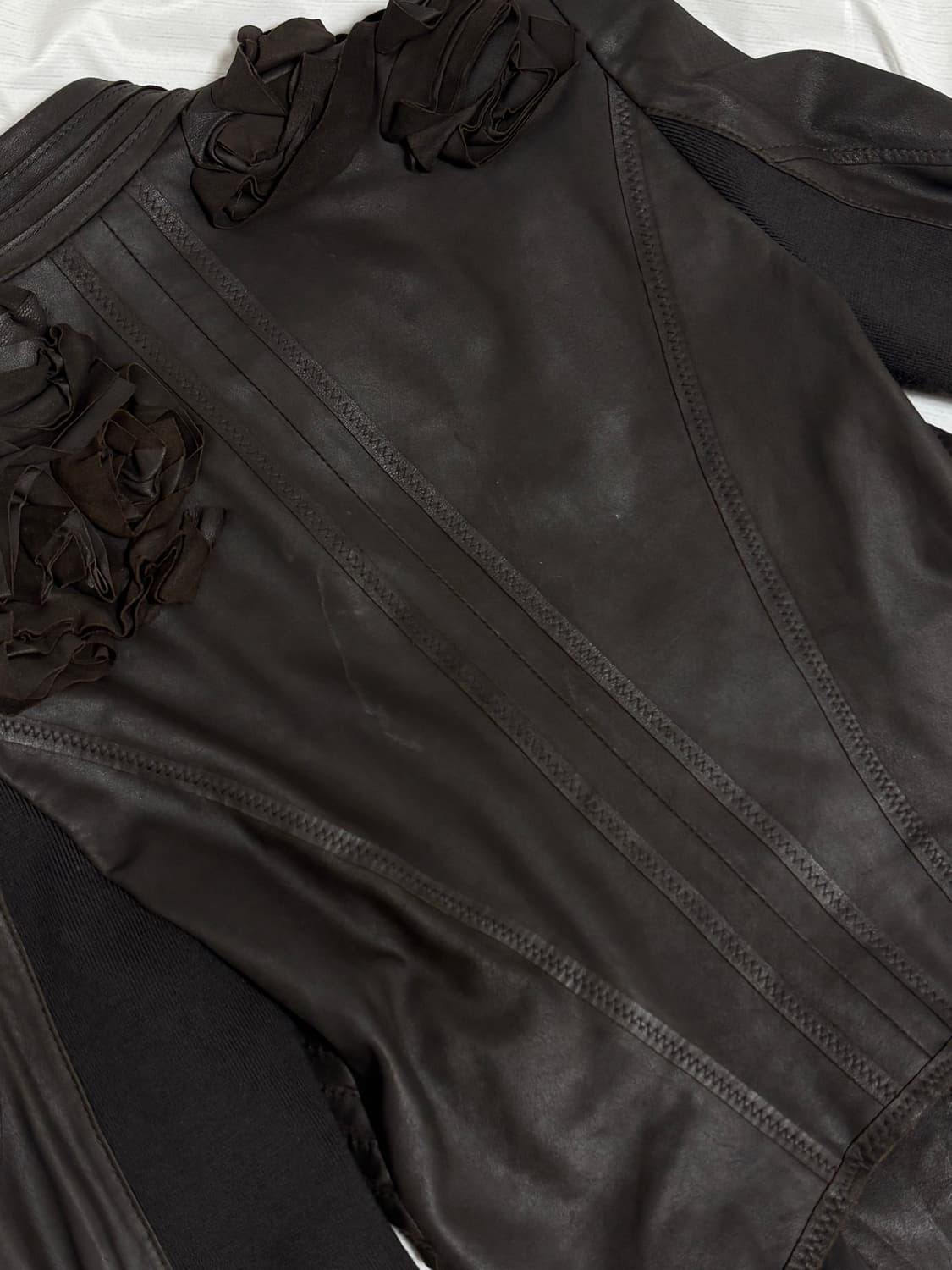 빈티지 다크브라운 로즈 레더 자켓 상품이미지6