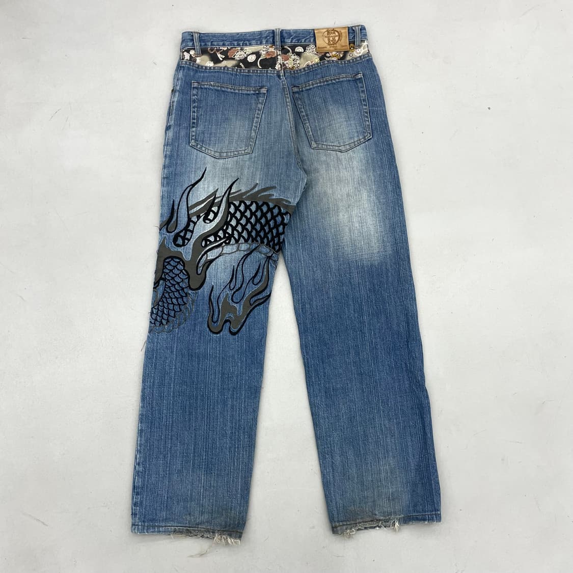 카라쿠리 타마시 제팬 드래곤 용자수 오리엔탈 와이드 데님팬츠 상품이미지3