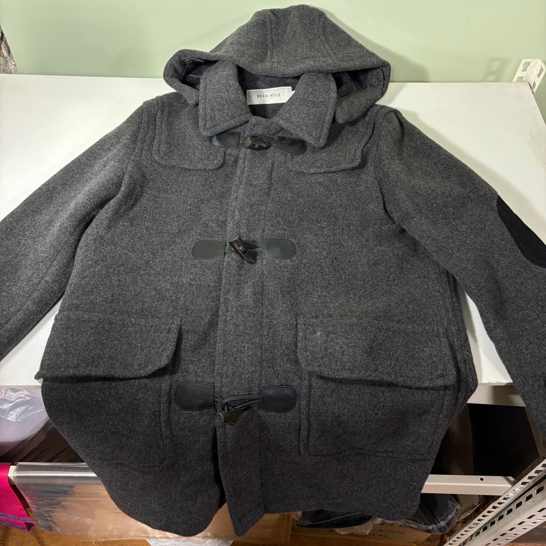 90-95 빈폴 차콜 엘보우패치 떡볶이 더플코트 상품이미지2