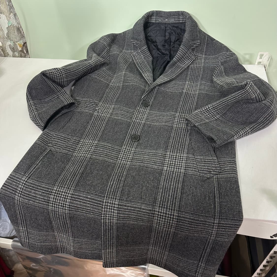 L 100 헤지스 검그레이 하운드투스체크 울 싱글코트 상품이미지2