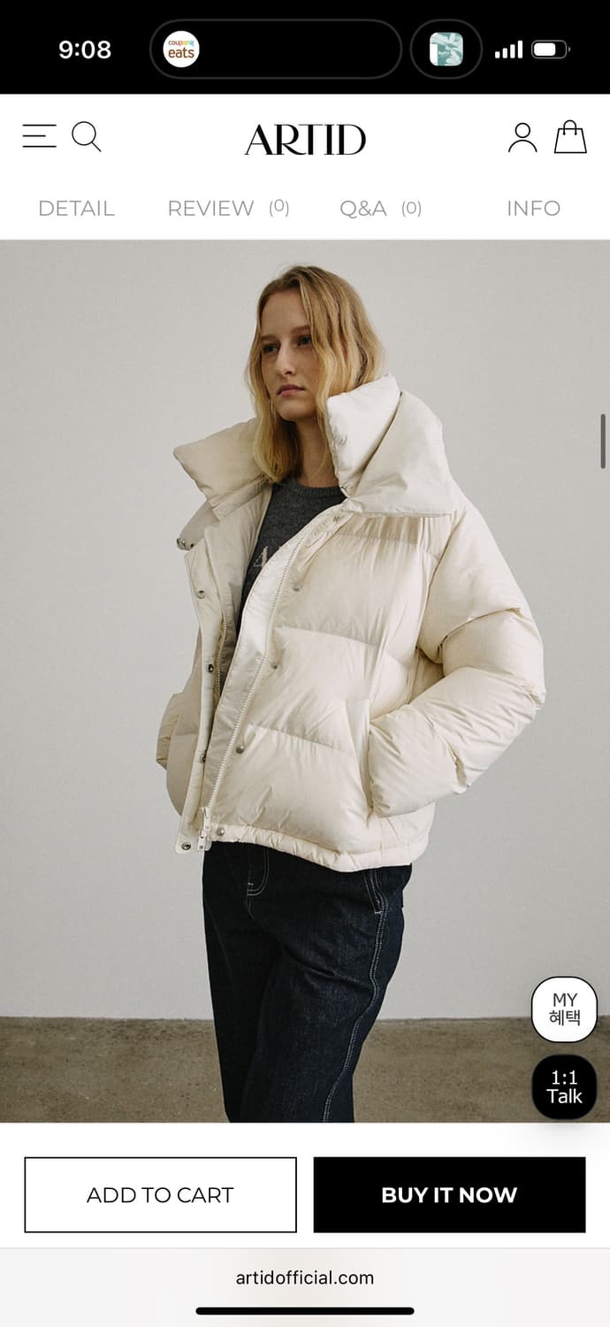 누아 더블 하이넥 덕다운 숏패딩 (새) 상품이미지2