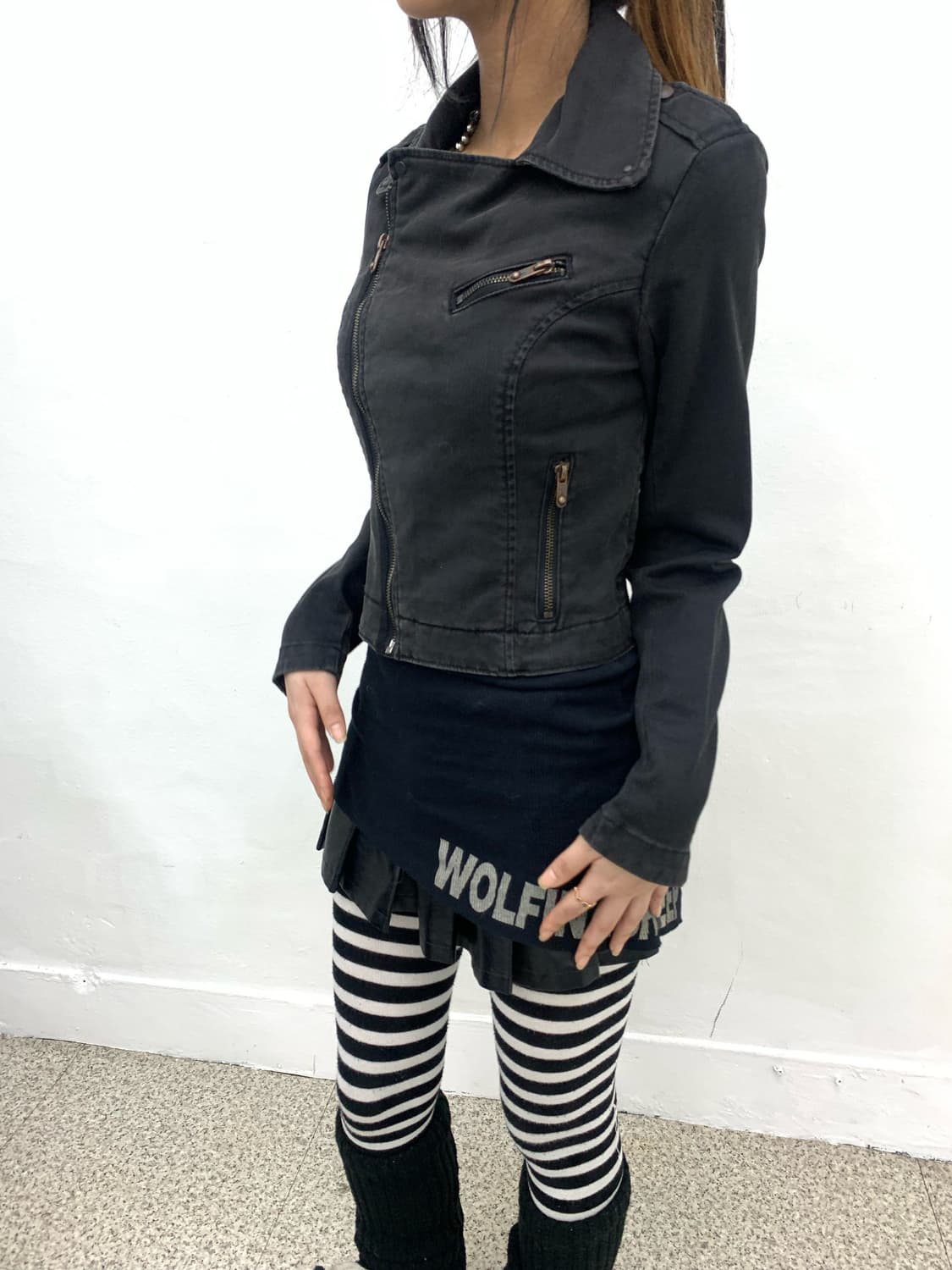 Denim asymmetrical rider jacket 상품이미지4