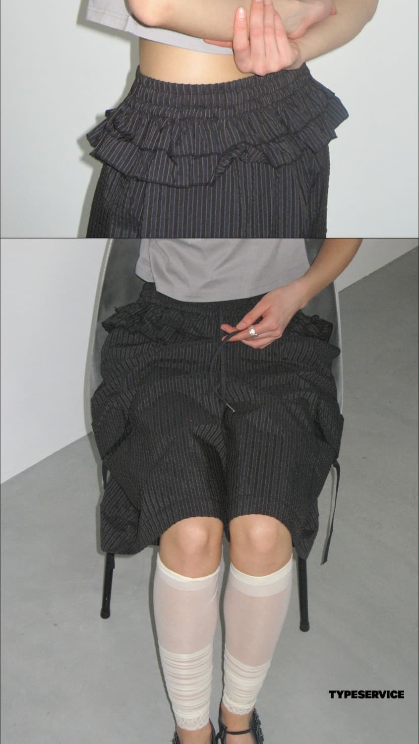 타입서비스 Ruffled Stripe Pants Navy 상품이미지2